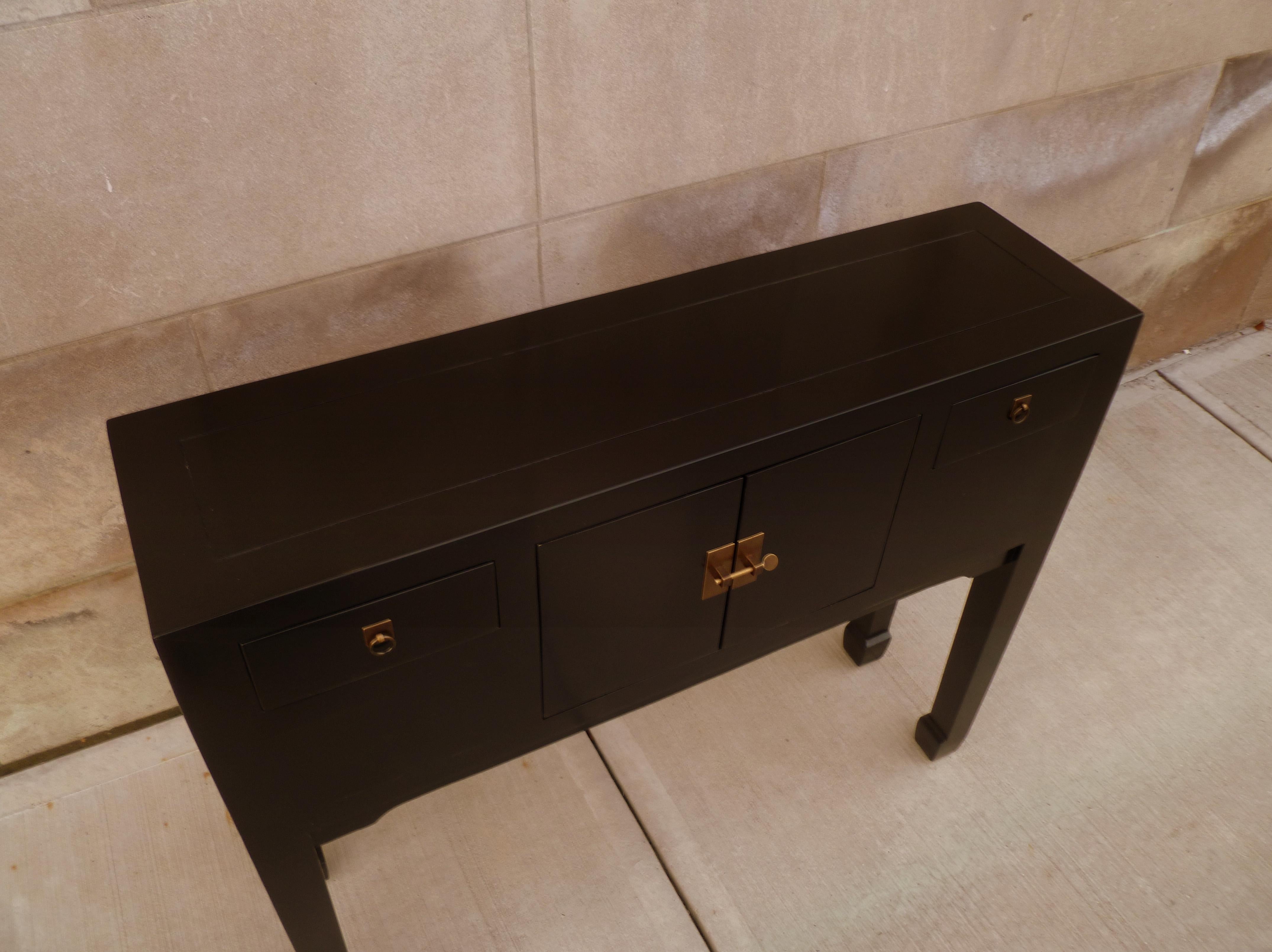 Fine Black Lacquer Console Table For Sale 3