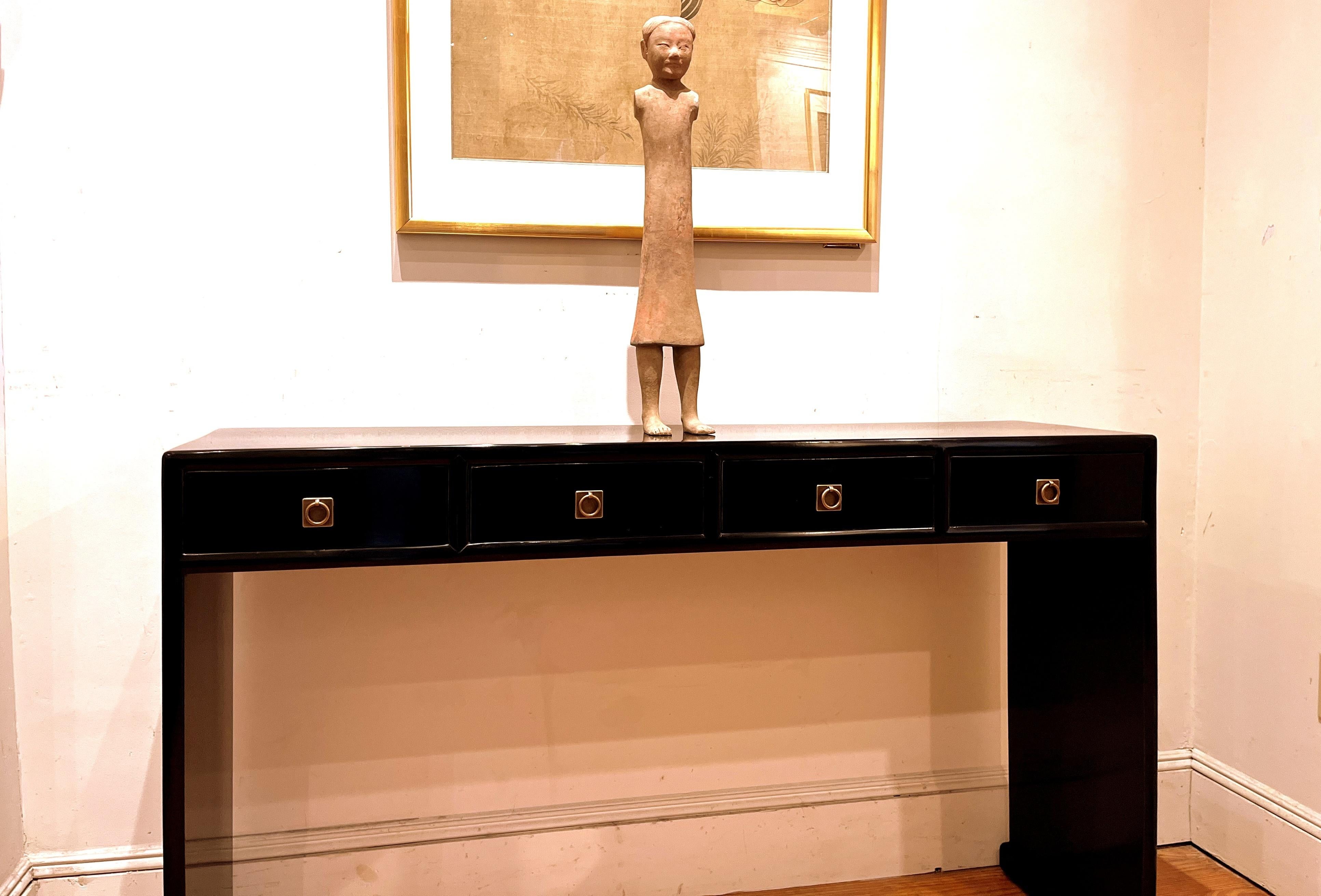 Fine Black Lacquer Console Table For Sale 3