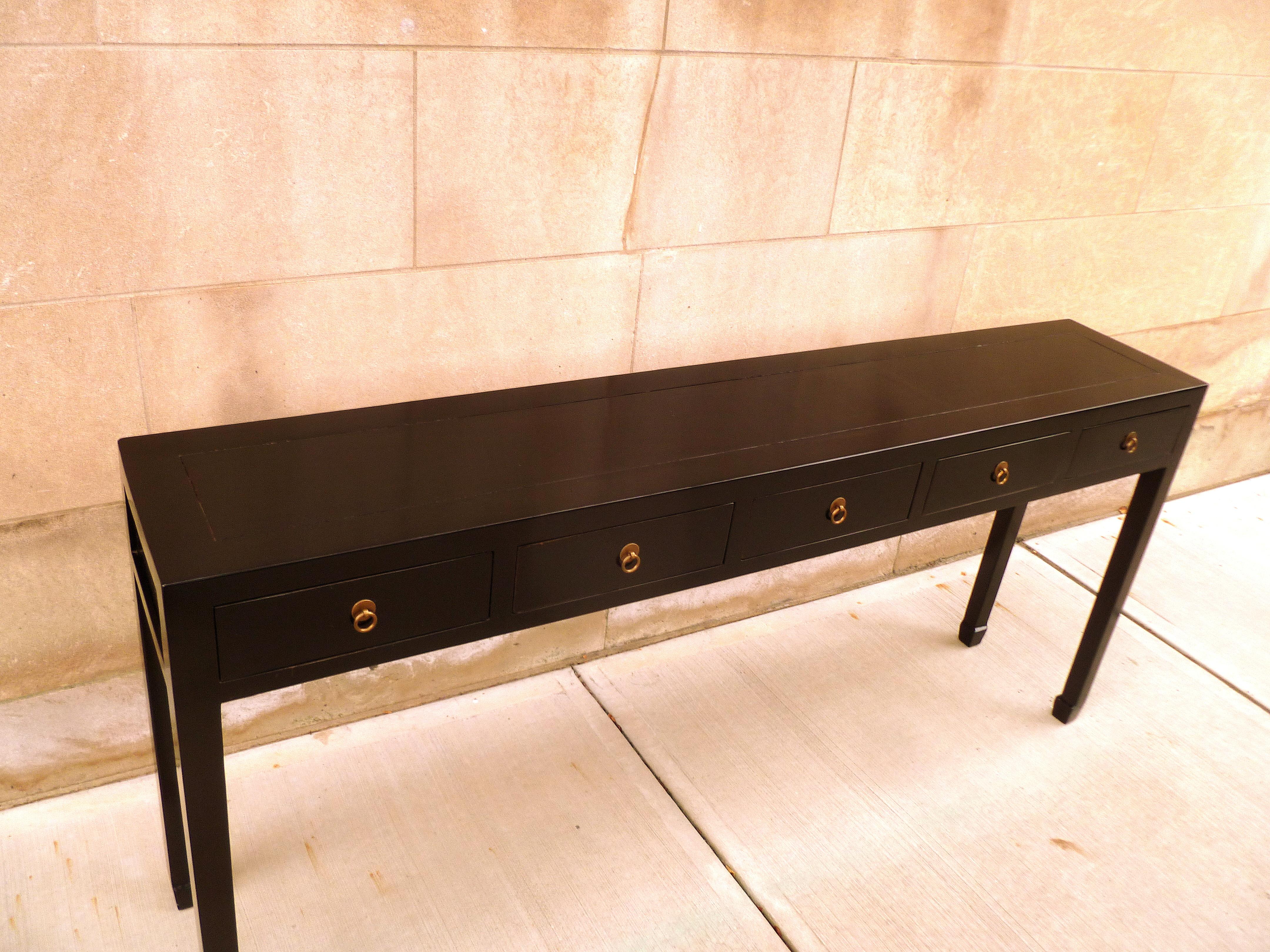 Fine Black Lacquer Console Table For Sale at 1stDibs