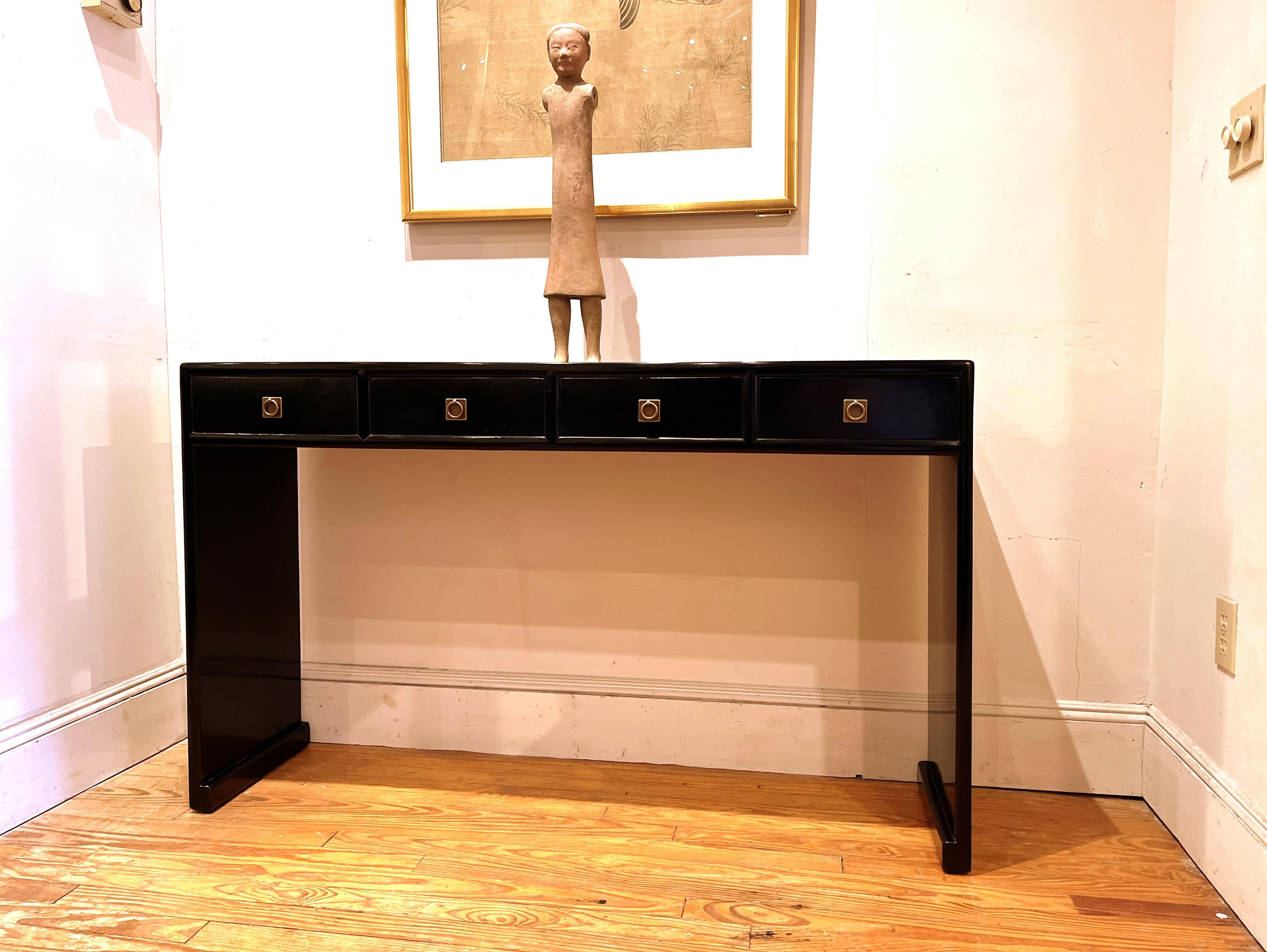 Fine Black Lacquer Console Table For Sale 4