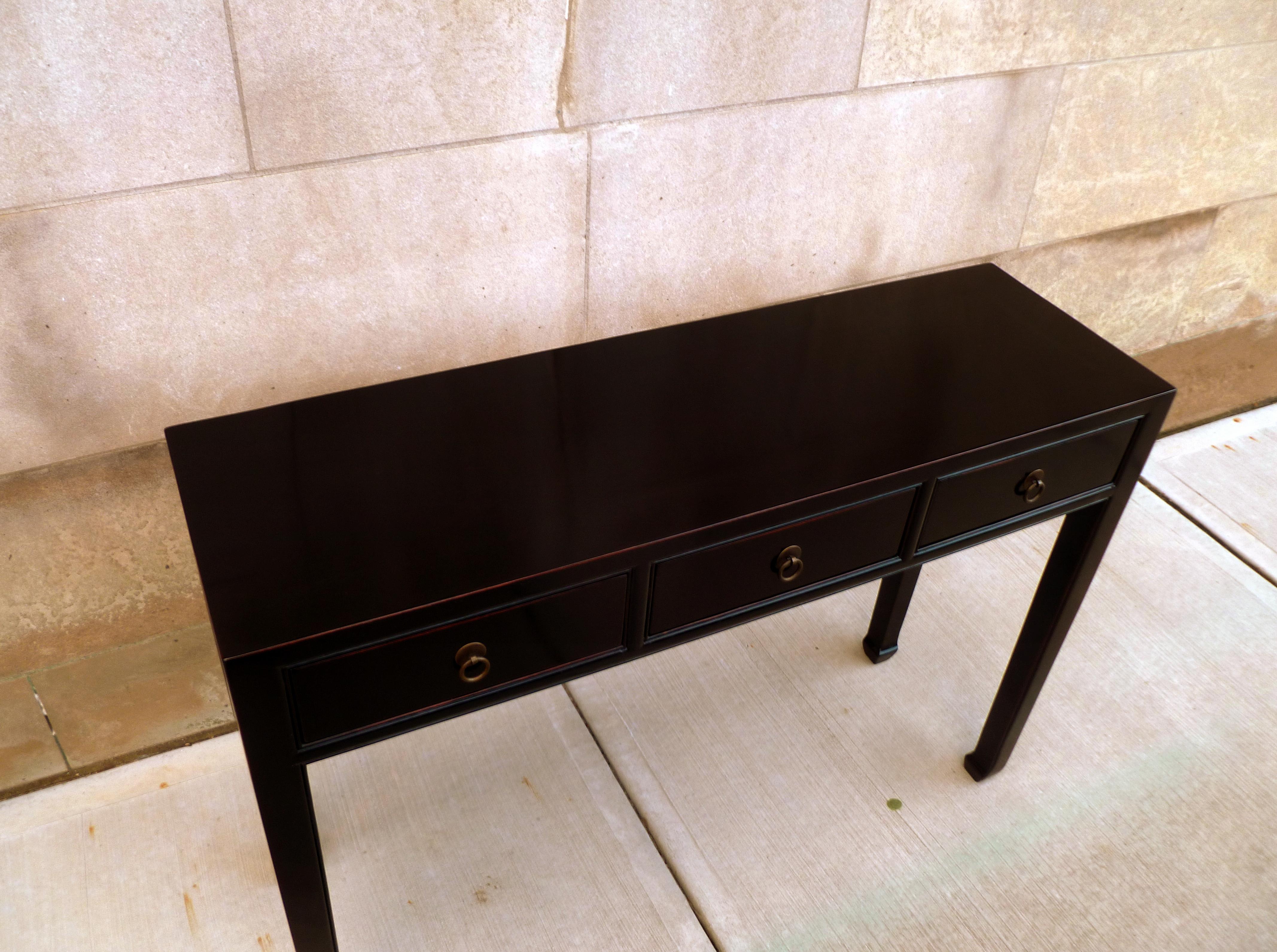 Fine Black Lacquer Console Table For Sale 5