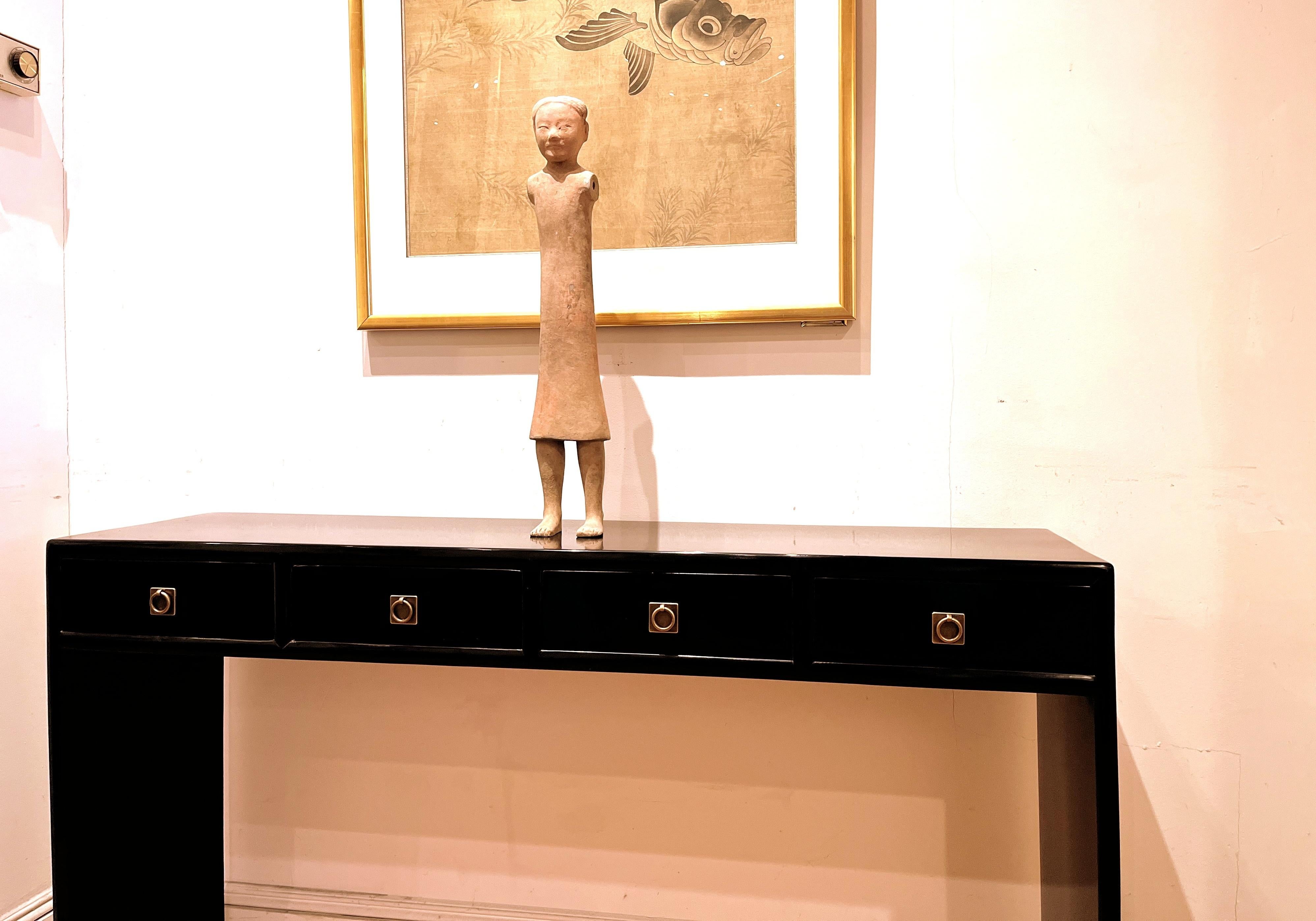 Fine Black Lacquer Console Table For Sale 5