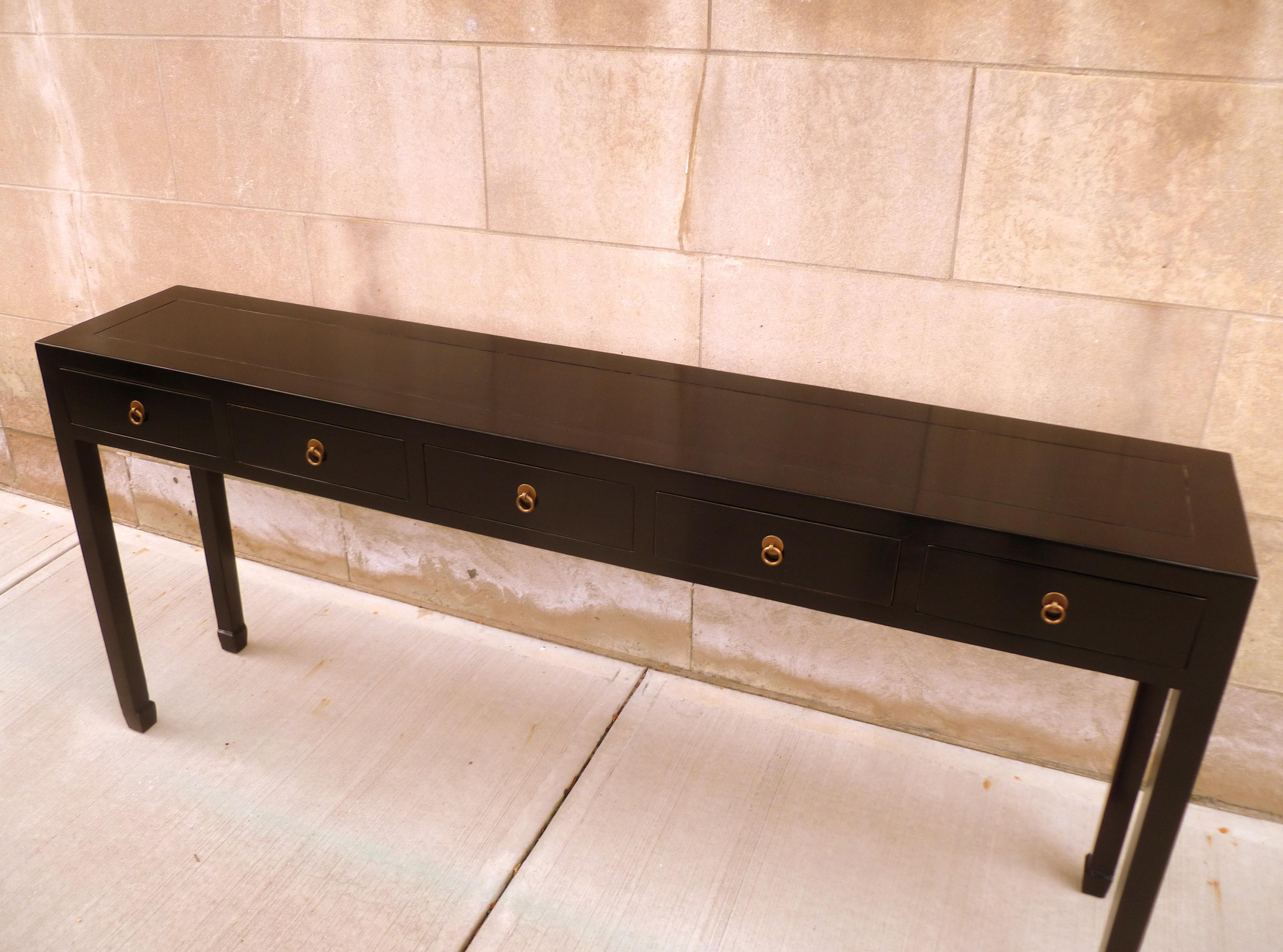 Table console en laque noire en vente 5