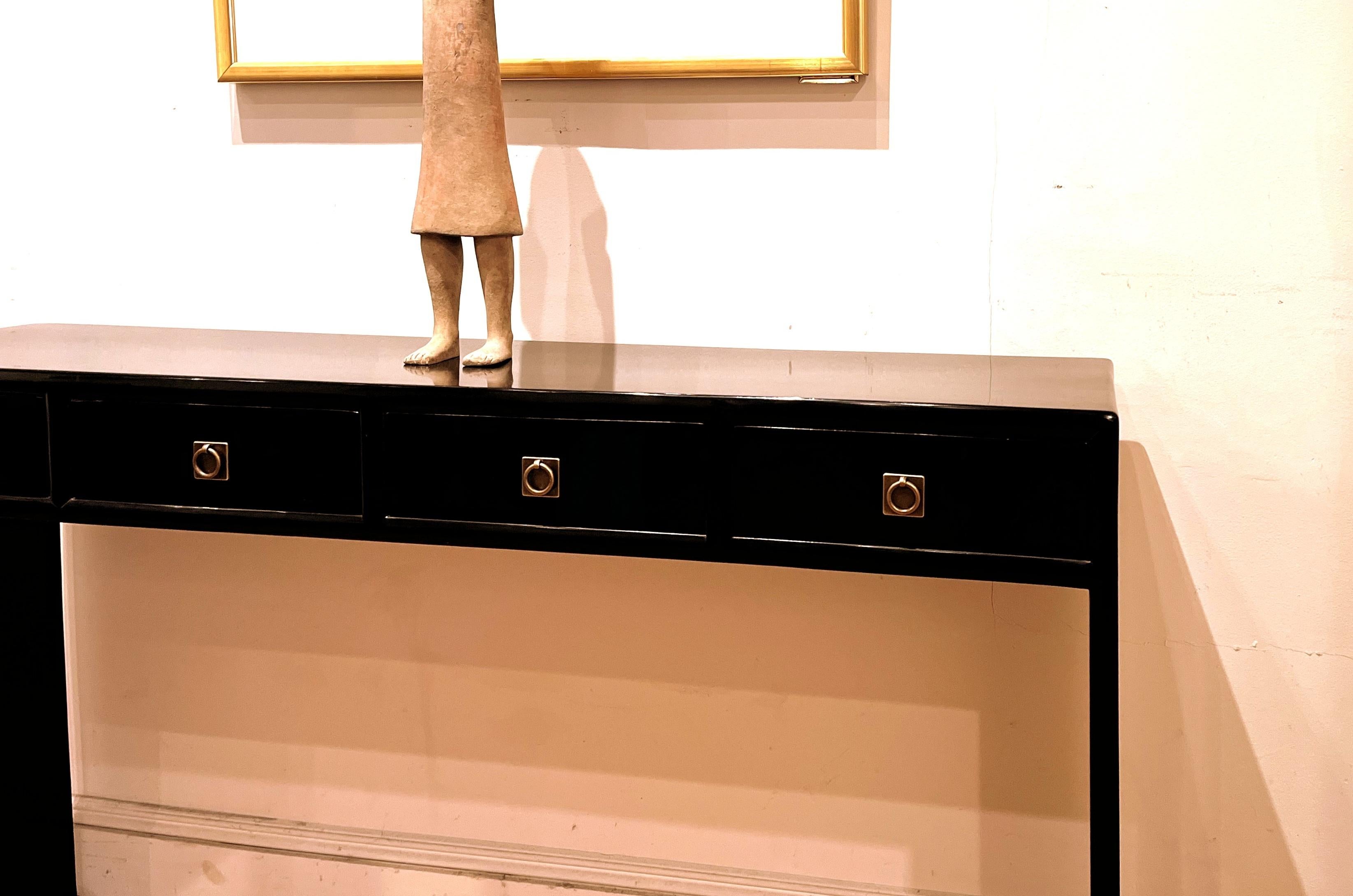 Fine Black Lacquer Console Table For Sale 6
