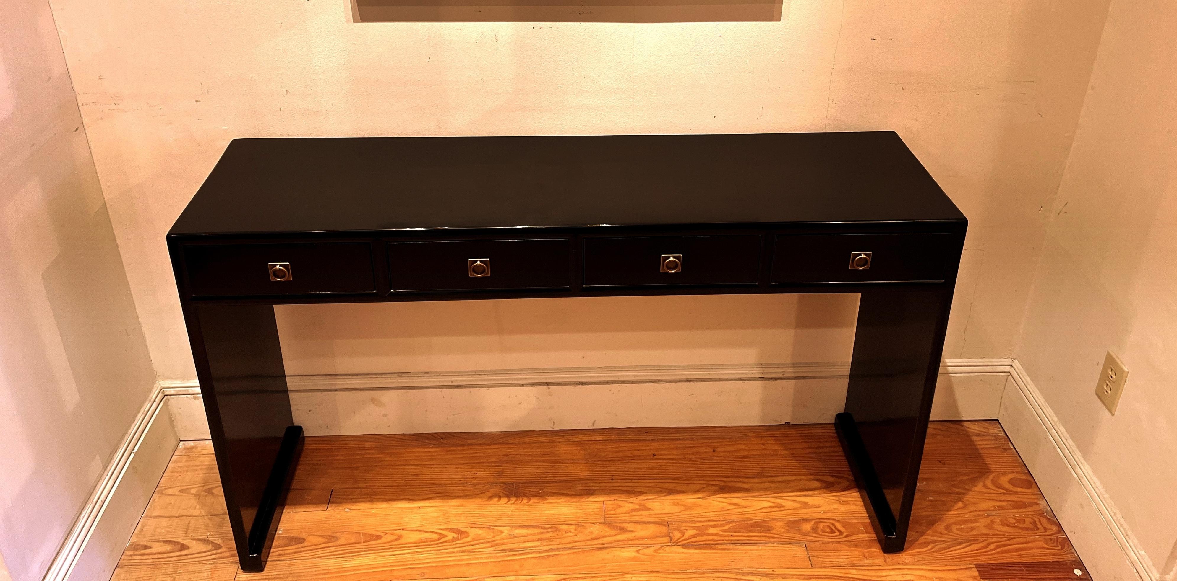 Fine Black Lacquer Console Table For Sale 7