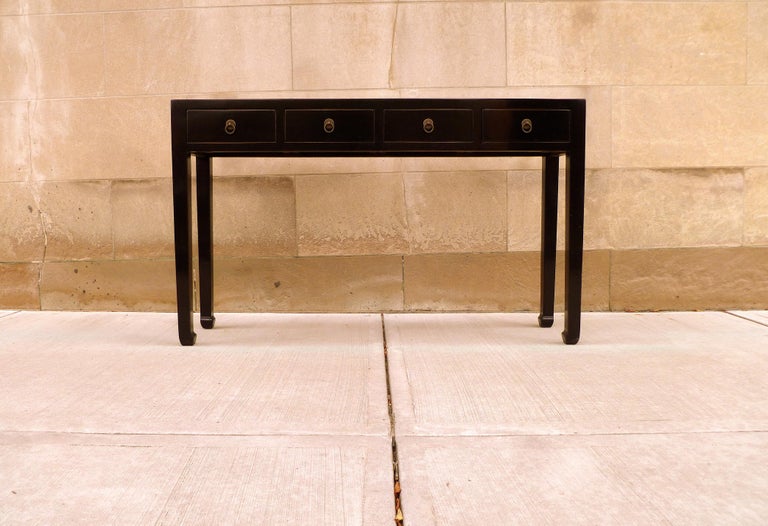 Fine Black Lacquer Console Table For Sale at 1stDibs