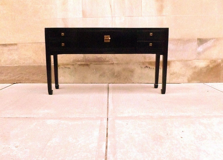 Fine Black Lacquer Console Table For Sale at 1stDibs