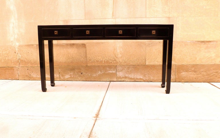 Fine Black Lacquer Console Table For Sale at 1stDibs