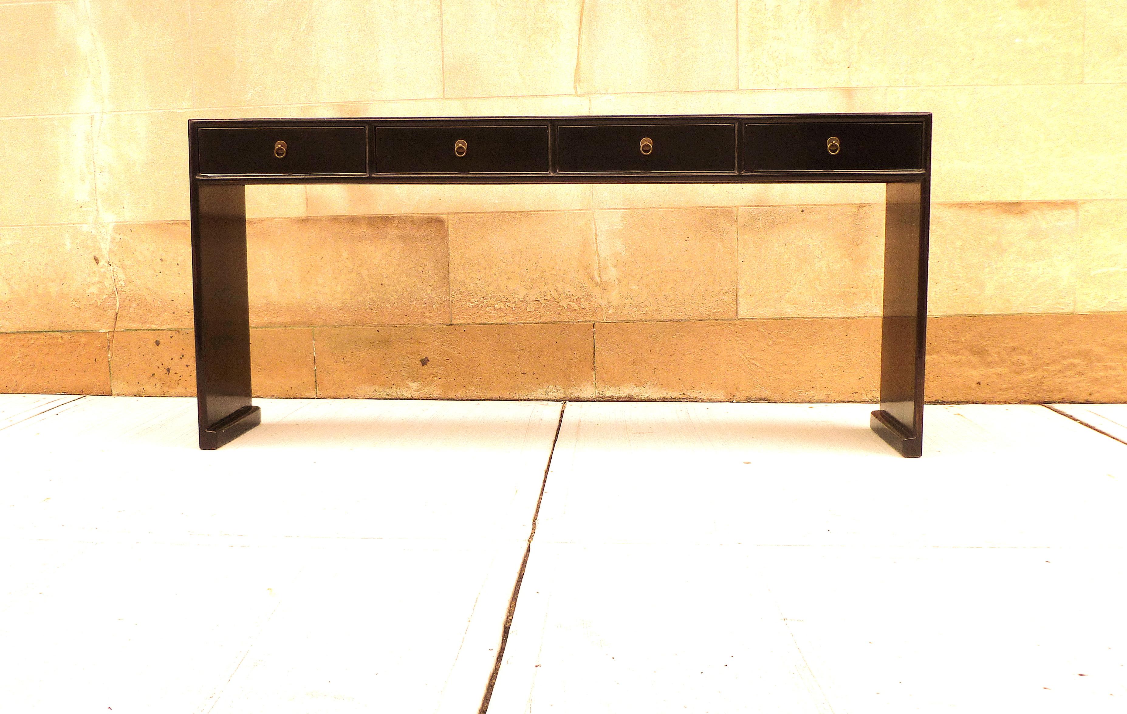 Ming Fine Black Lacquer Console Table For Sale