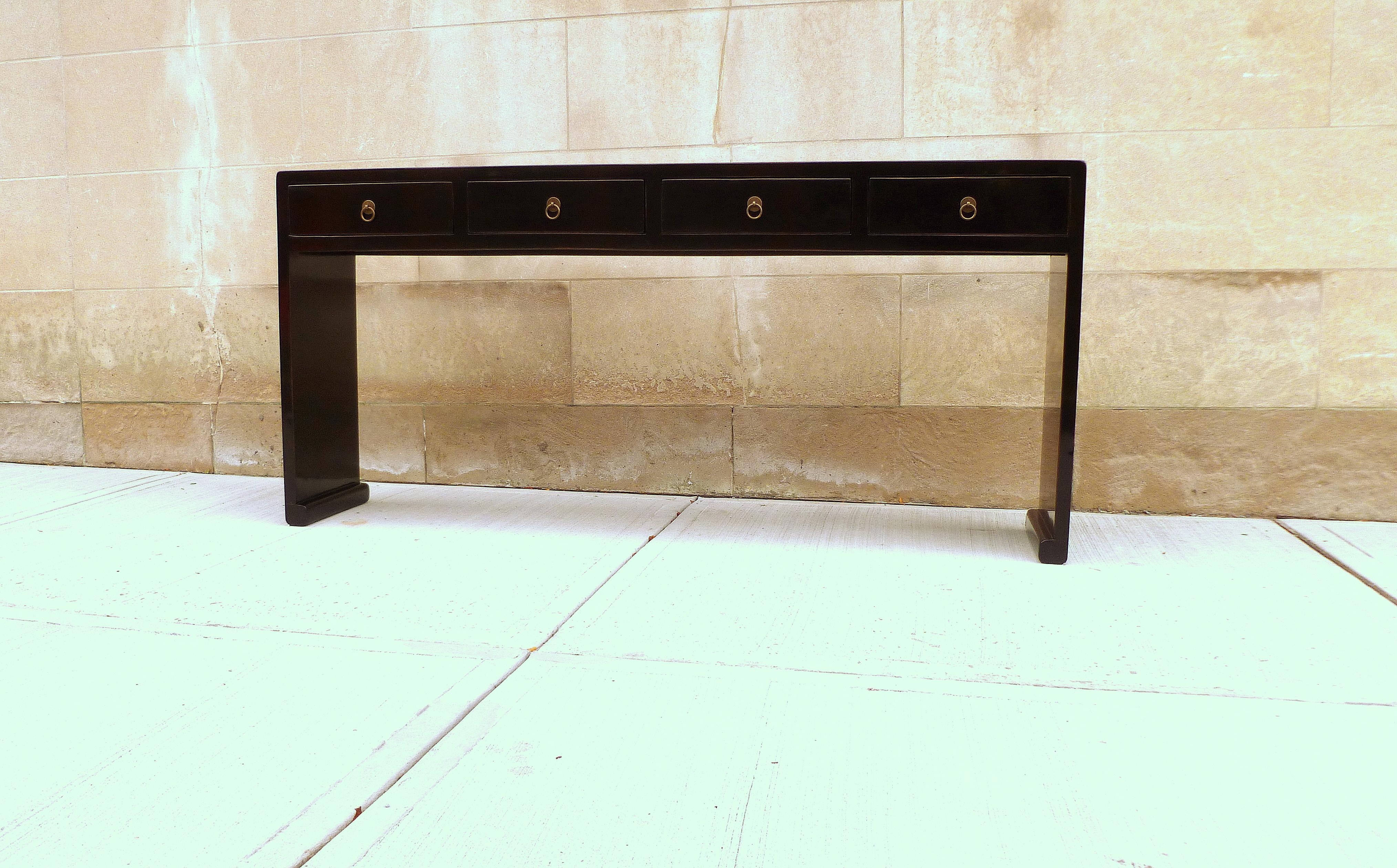 Chinese Fine Black Lacquer Console Table