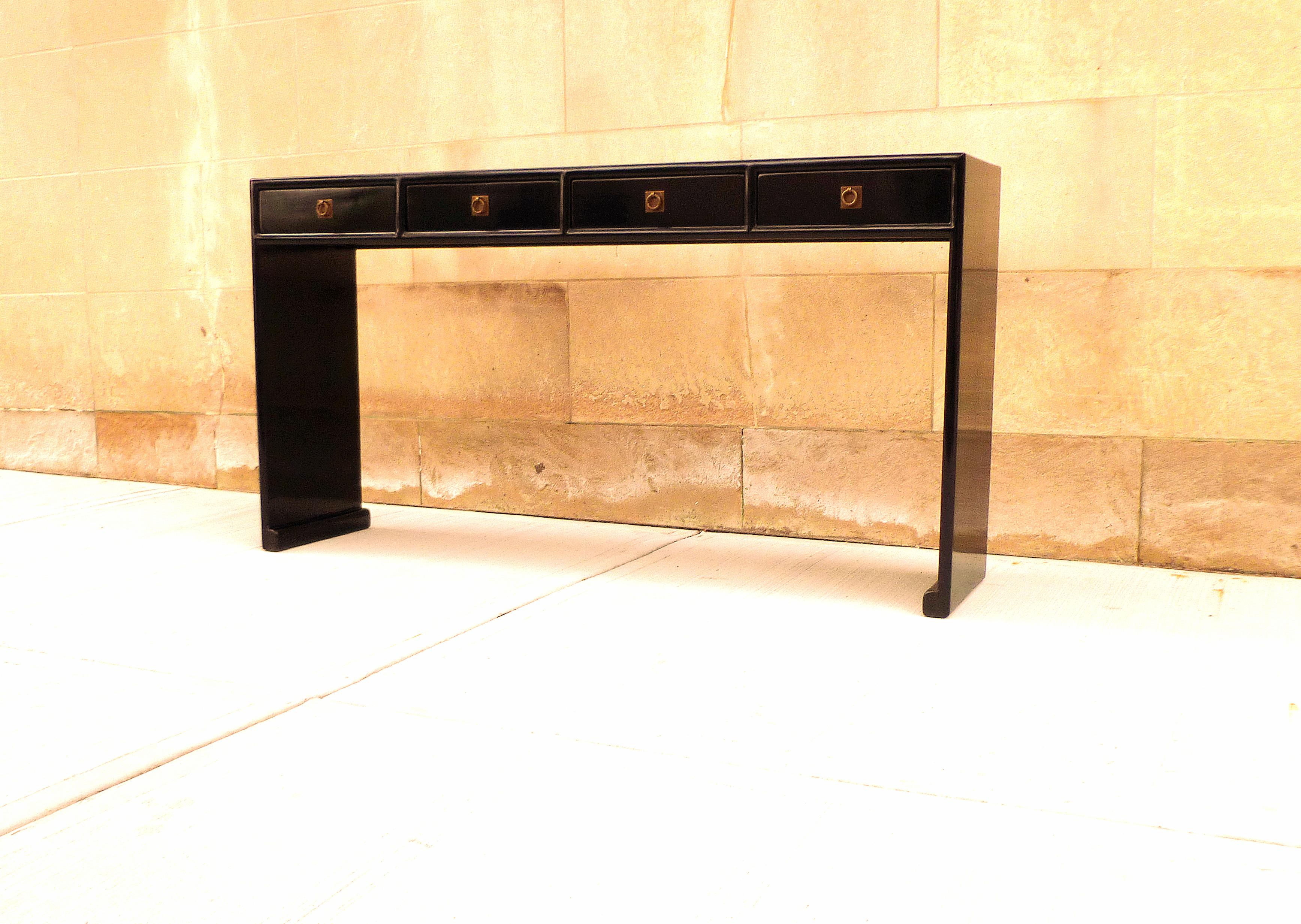 Chinese Fine Black Lacquer Console Table