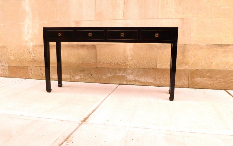 Fine Black Lacquer Console Table For Sale at 1stdibs