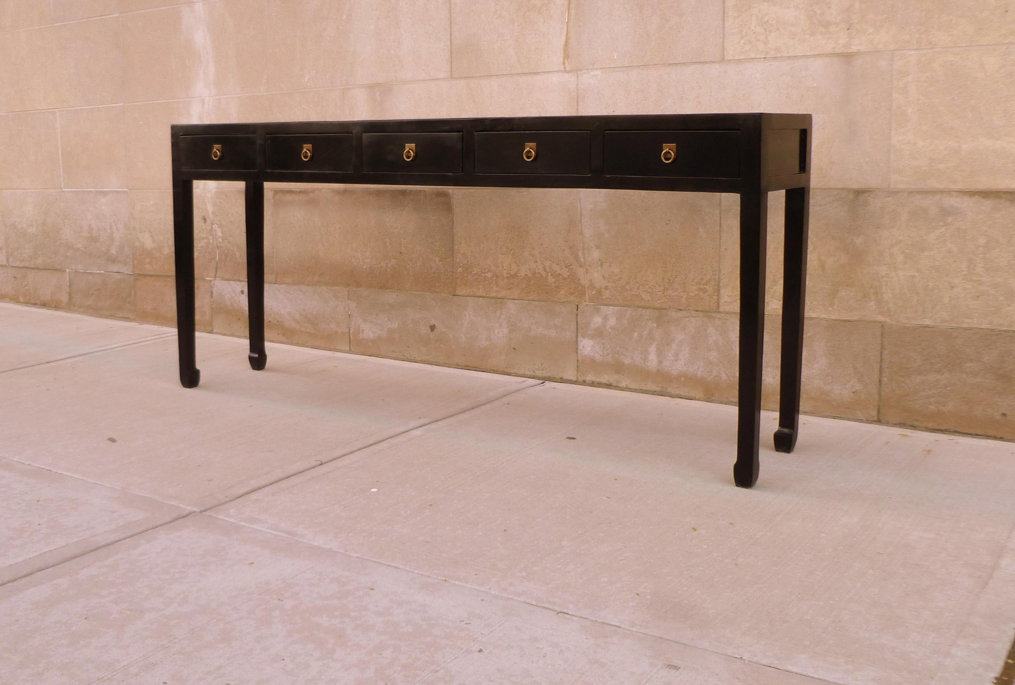 Chinese Fine Black Lacquer Console Table