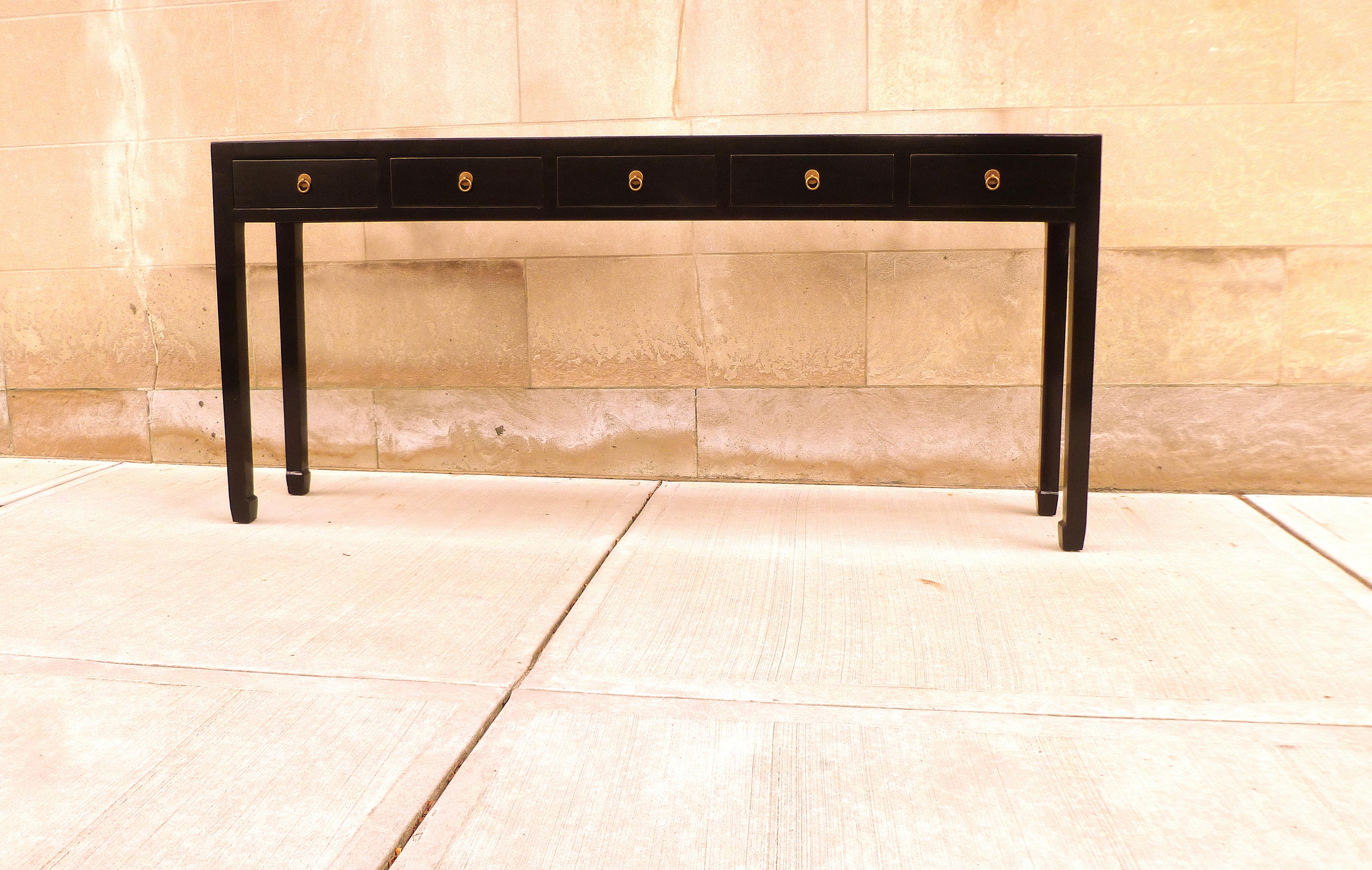 Laqué Table console en laque noire en vente