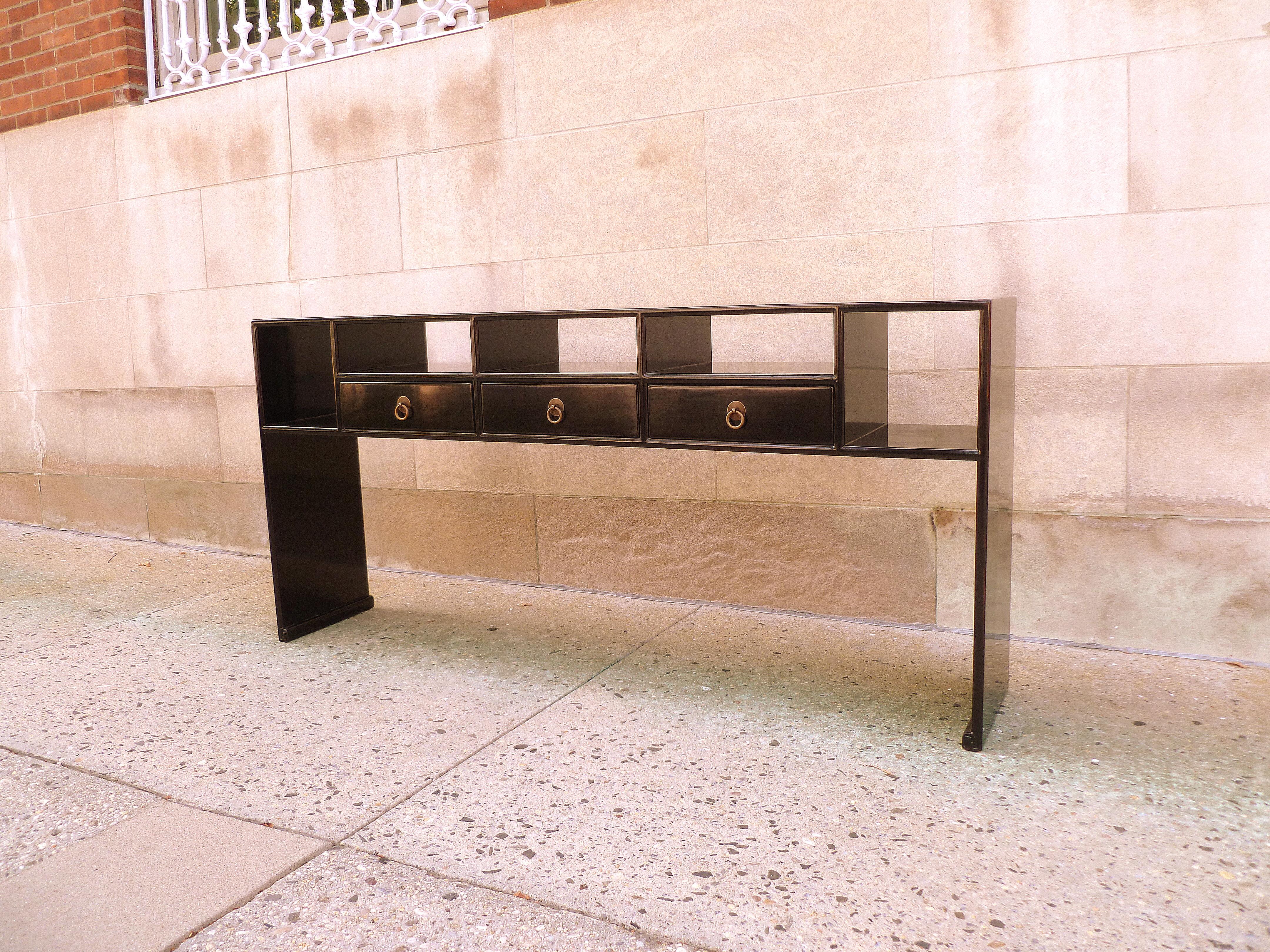 Polished Fine Black Lacquer Console Table