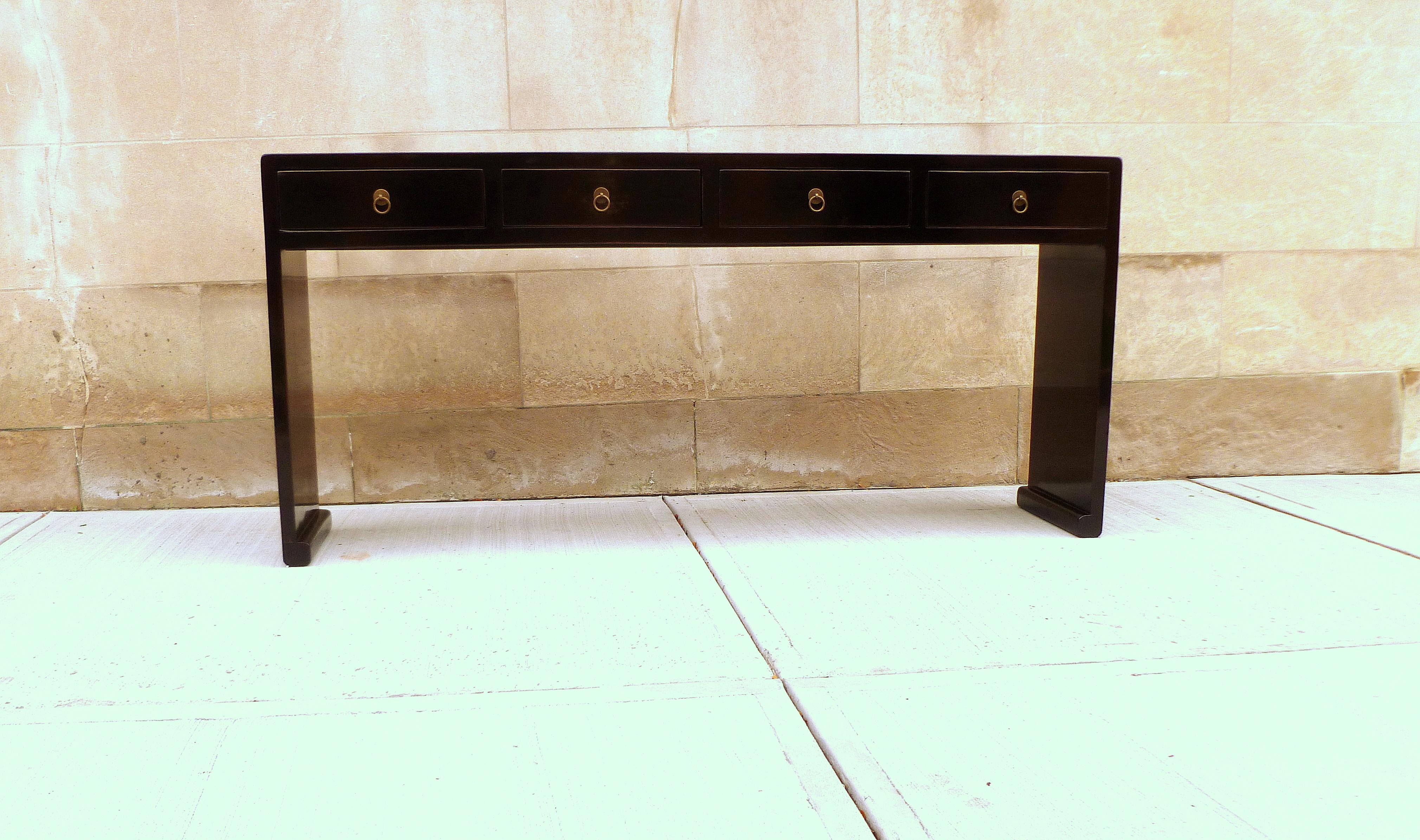 Polished Fine Black Lacquer Console Table