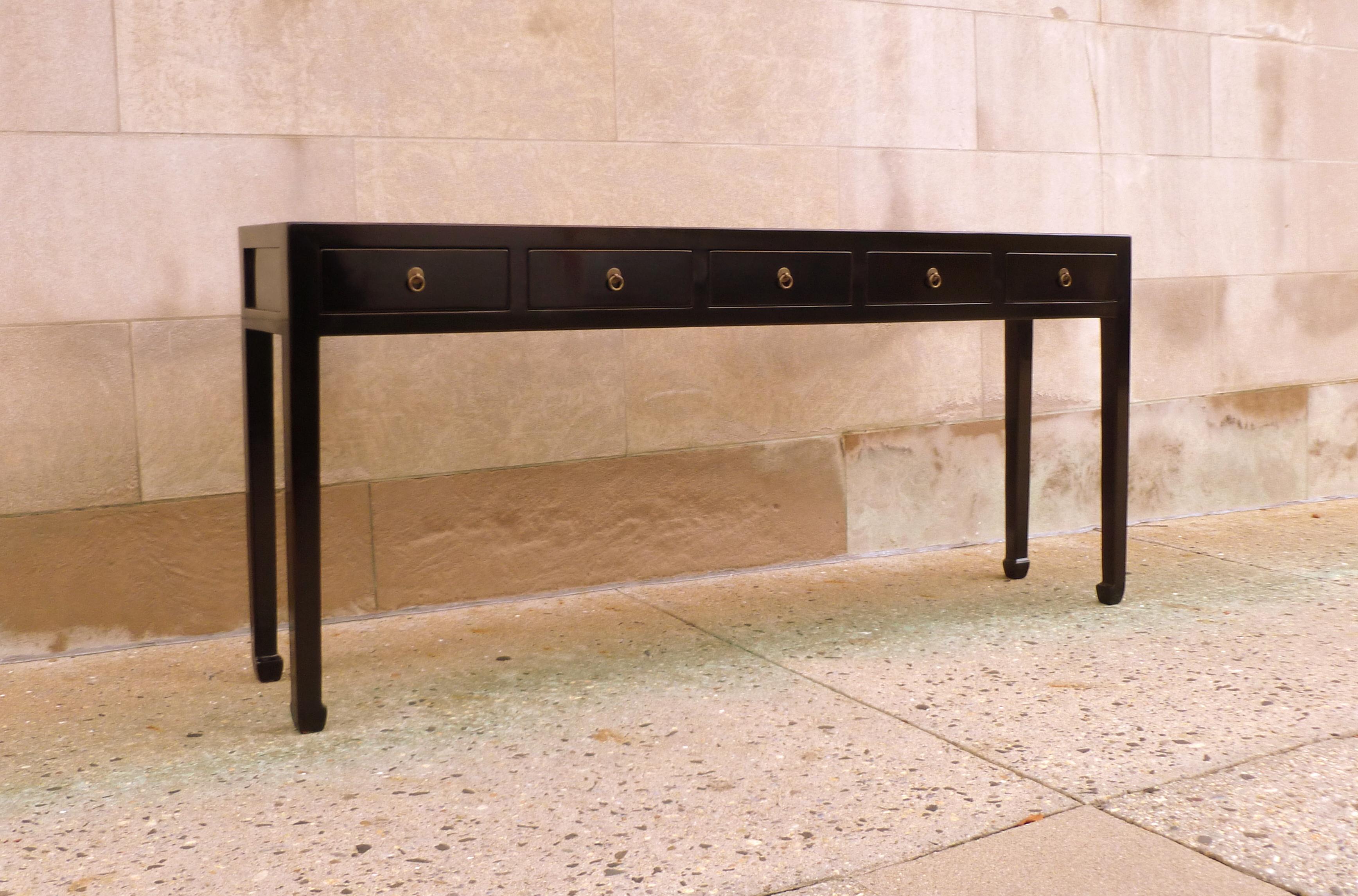 Polished Fine Black Lacquer Console Table