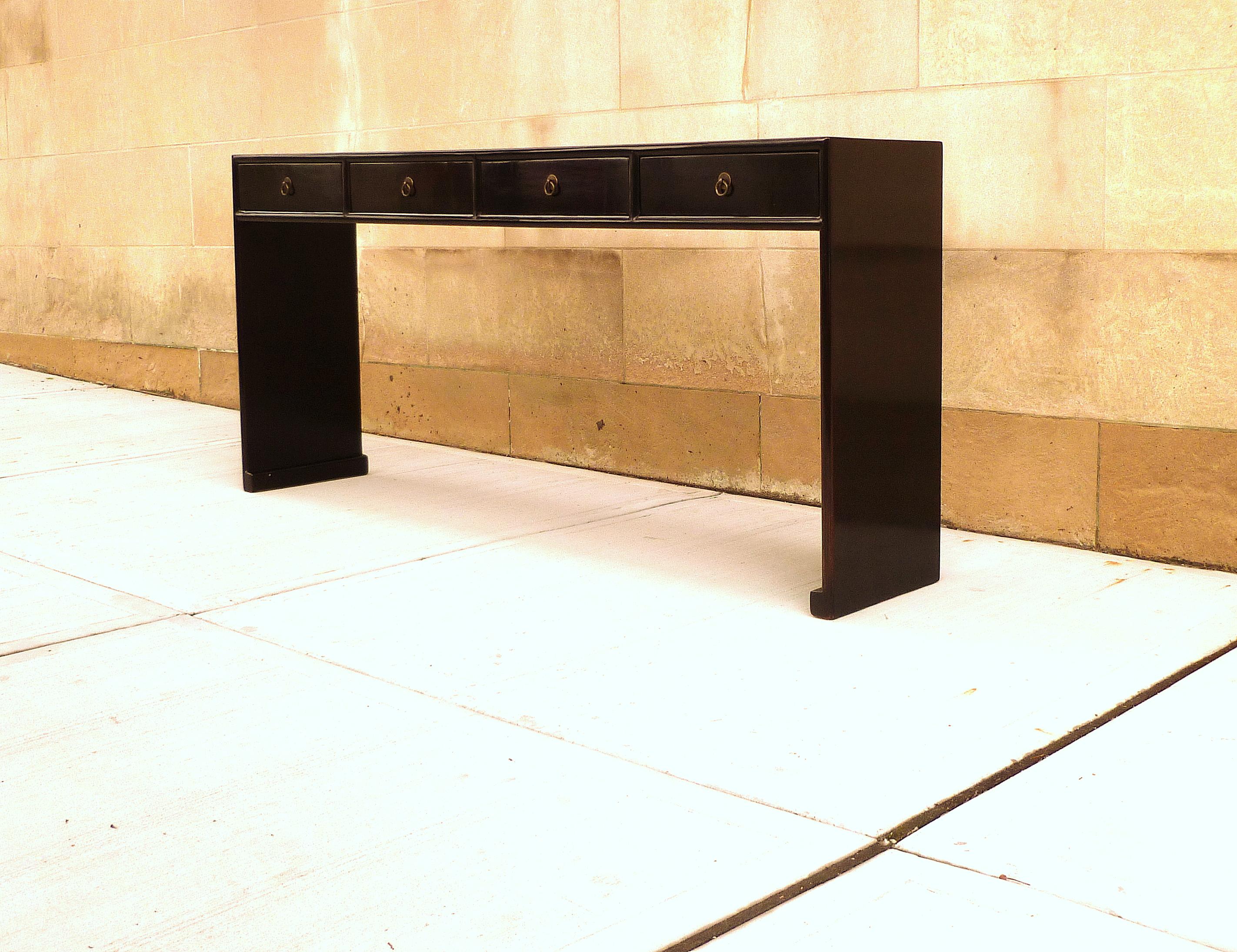 Polished Fine Black Lacquer Console Table