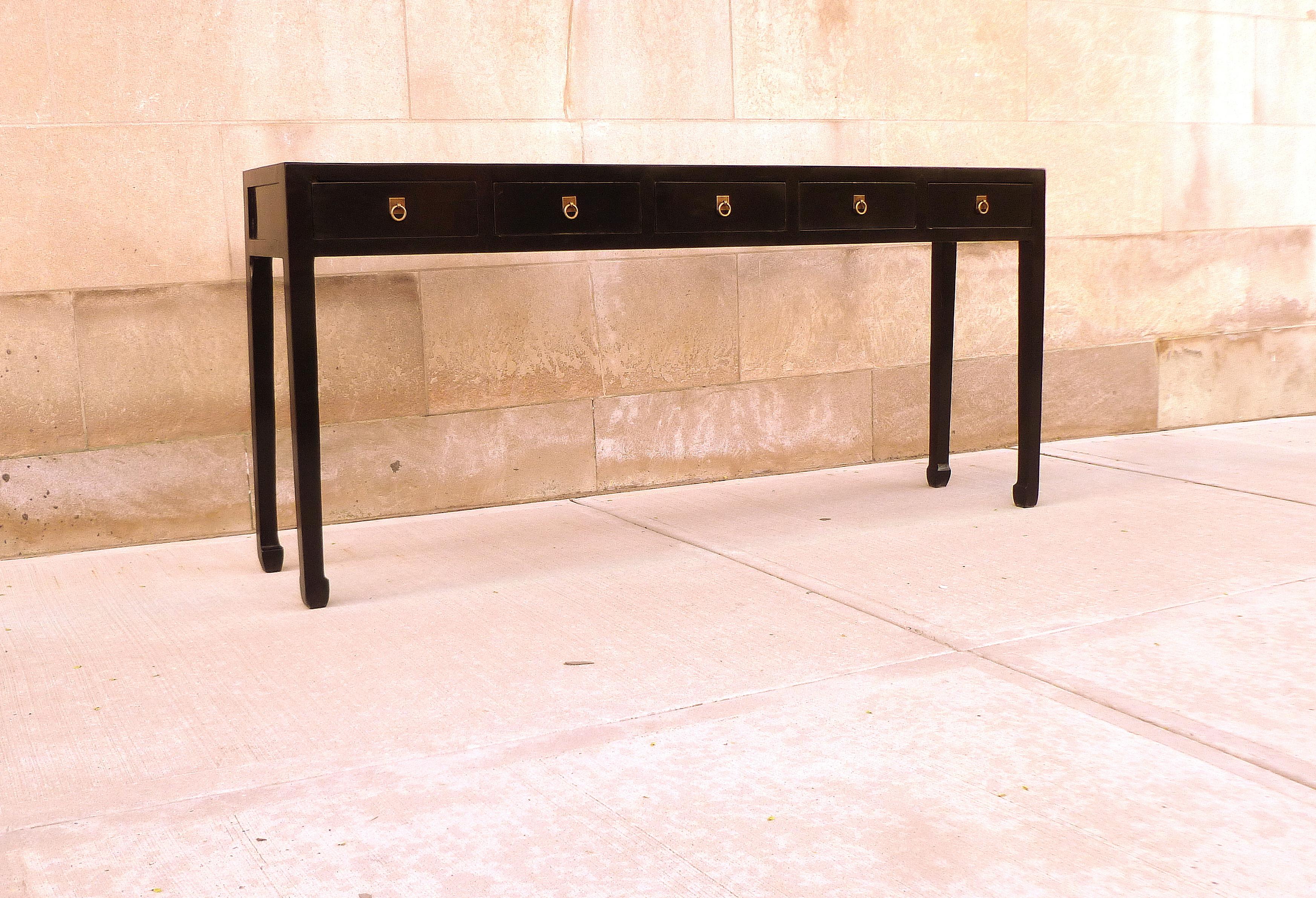 Polished Fine Black Lacquer Console Table