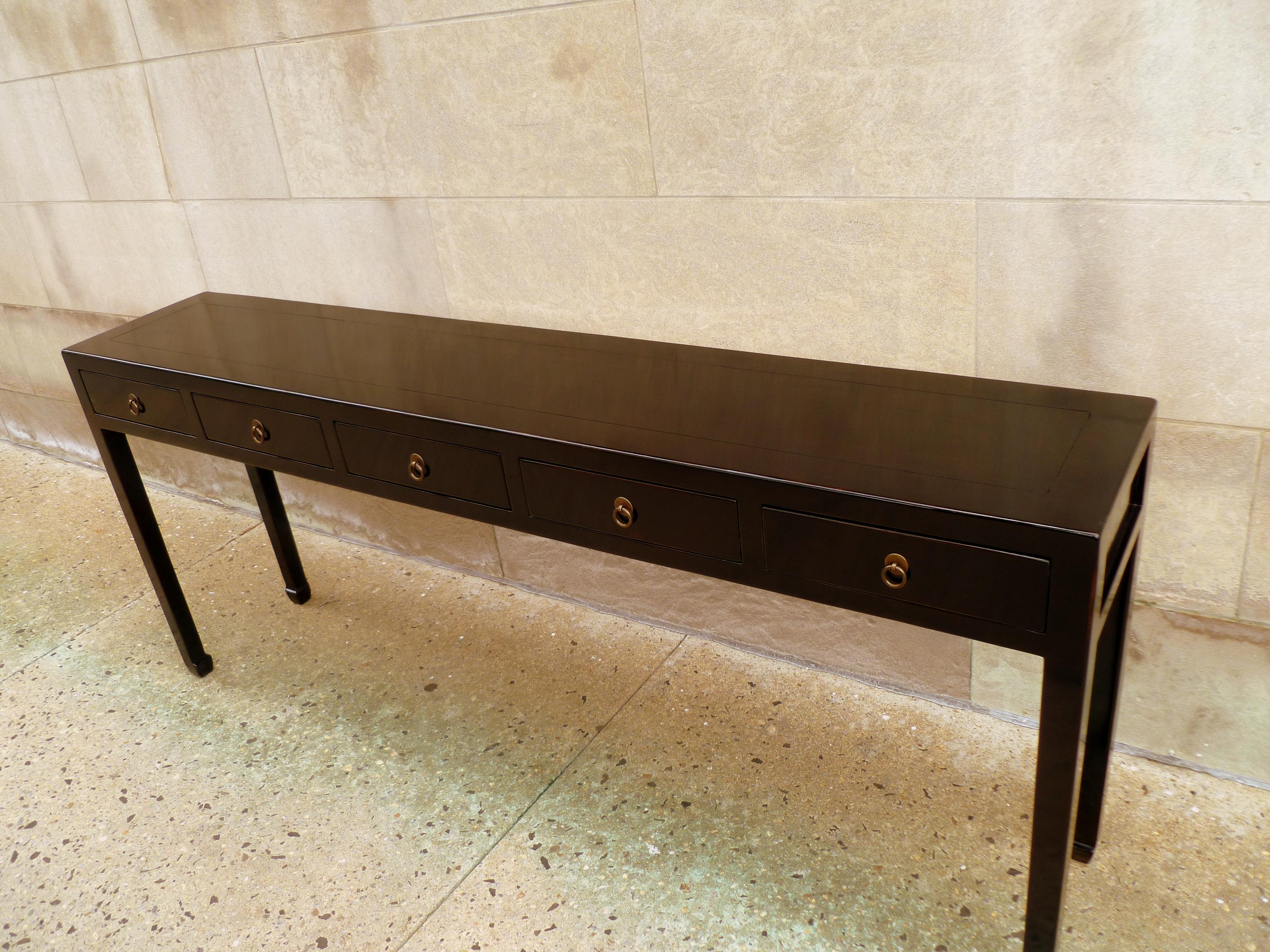 Fine Black Lacquer Console Table In Excellent Condition In Greenwich, CT