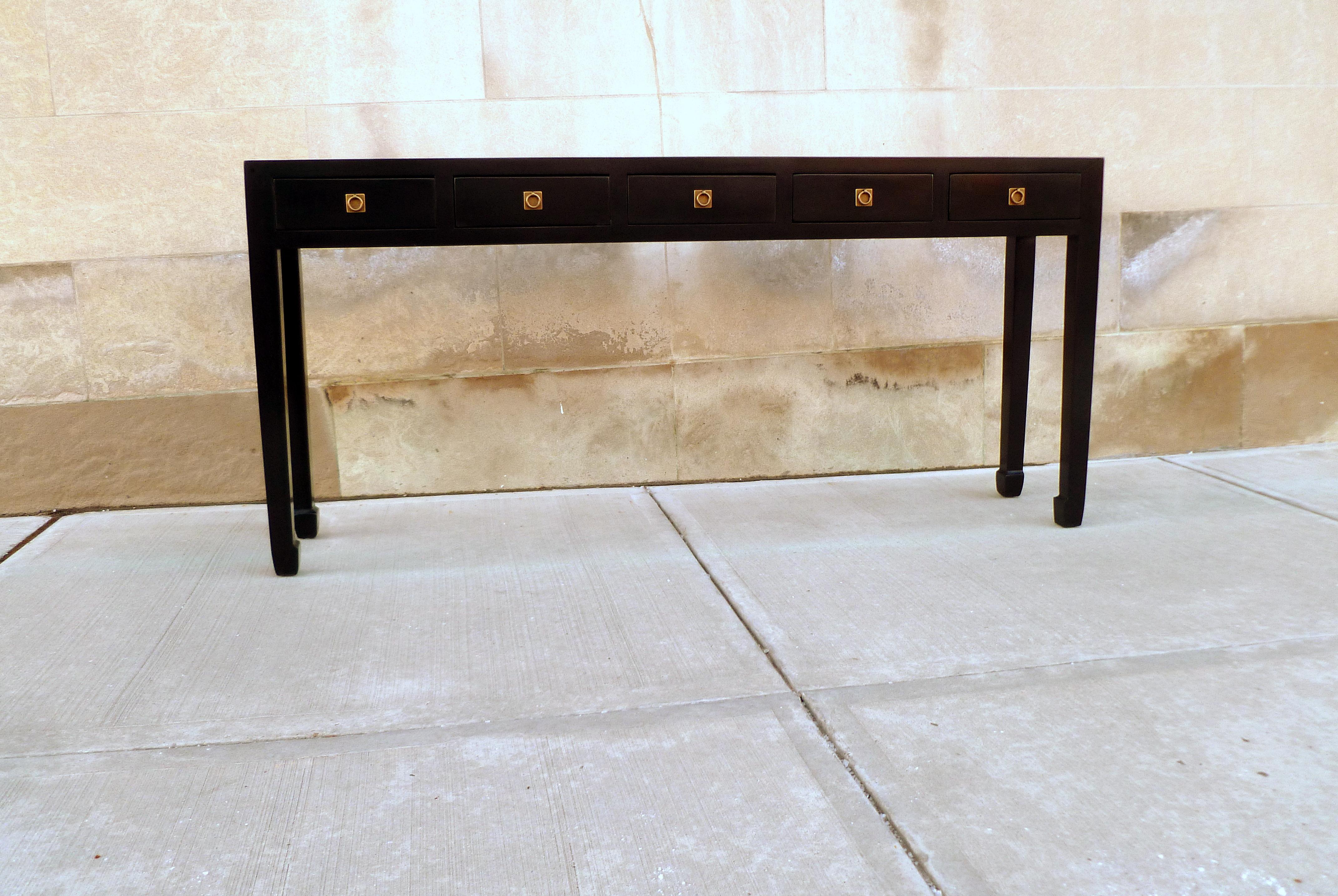 Fine Black Lacquer Console Table In Excellent Condition For Sale In Greenwich, CT