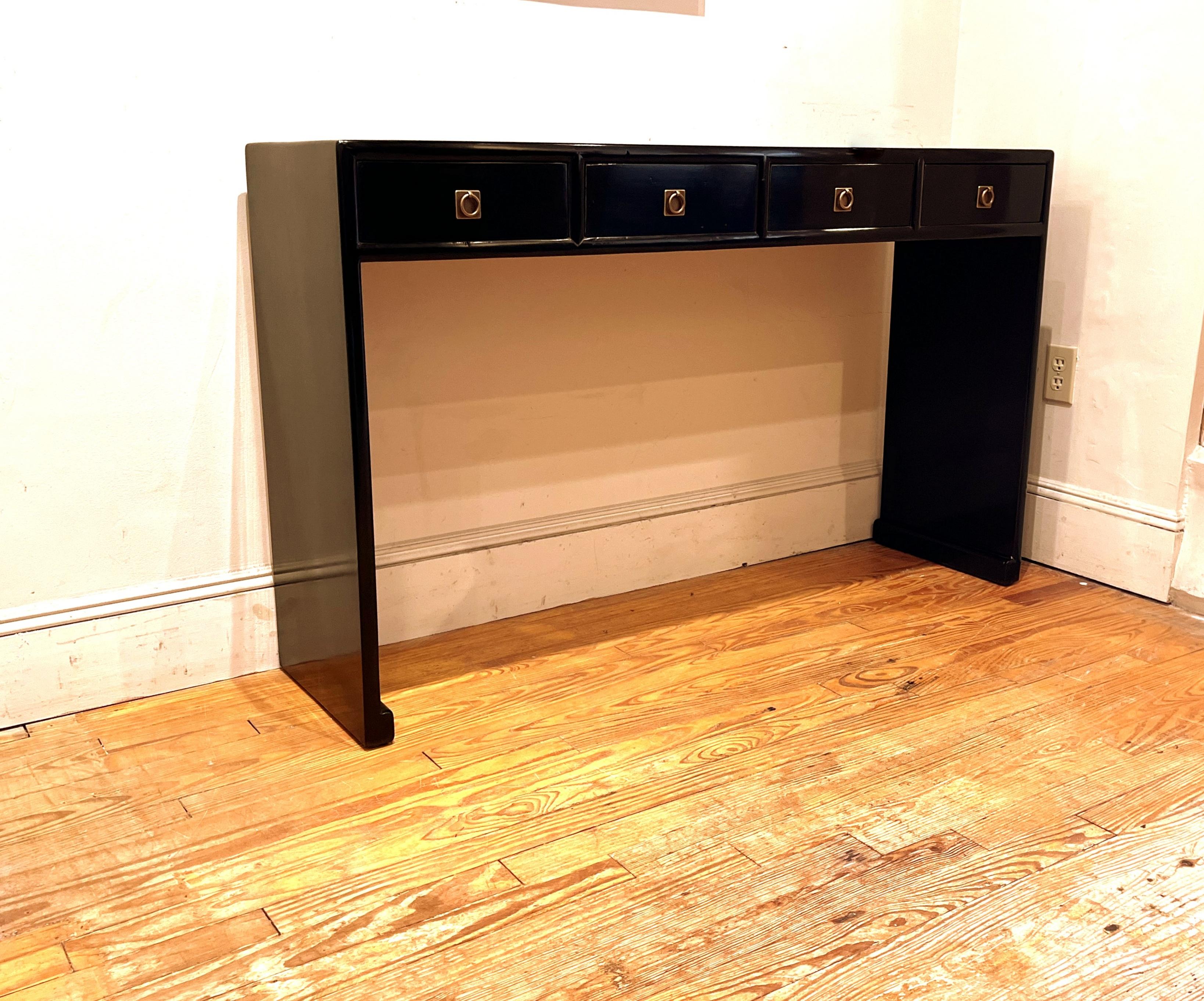 20th Century Fine Black Lacquer Console Table For Sale