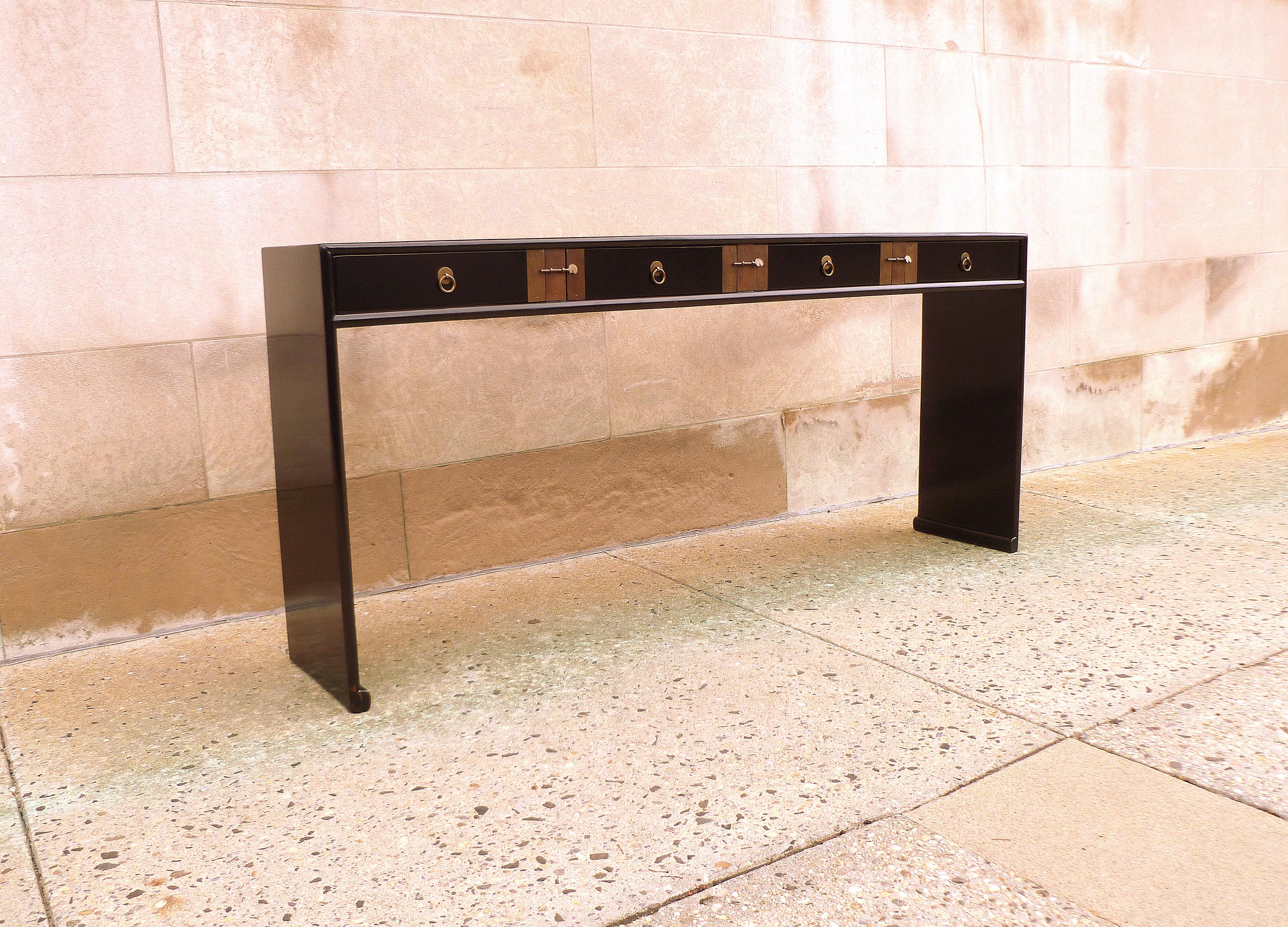 20th Century Fine Black Lacquer Console Table