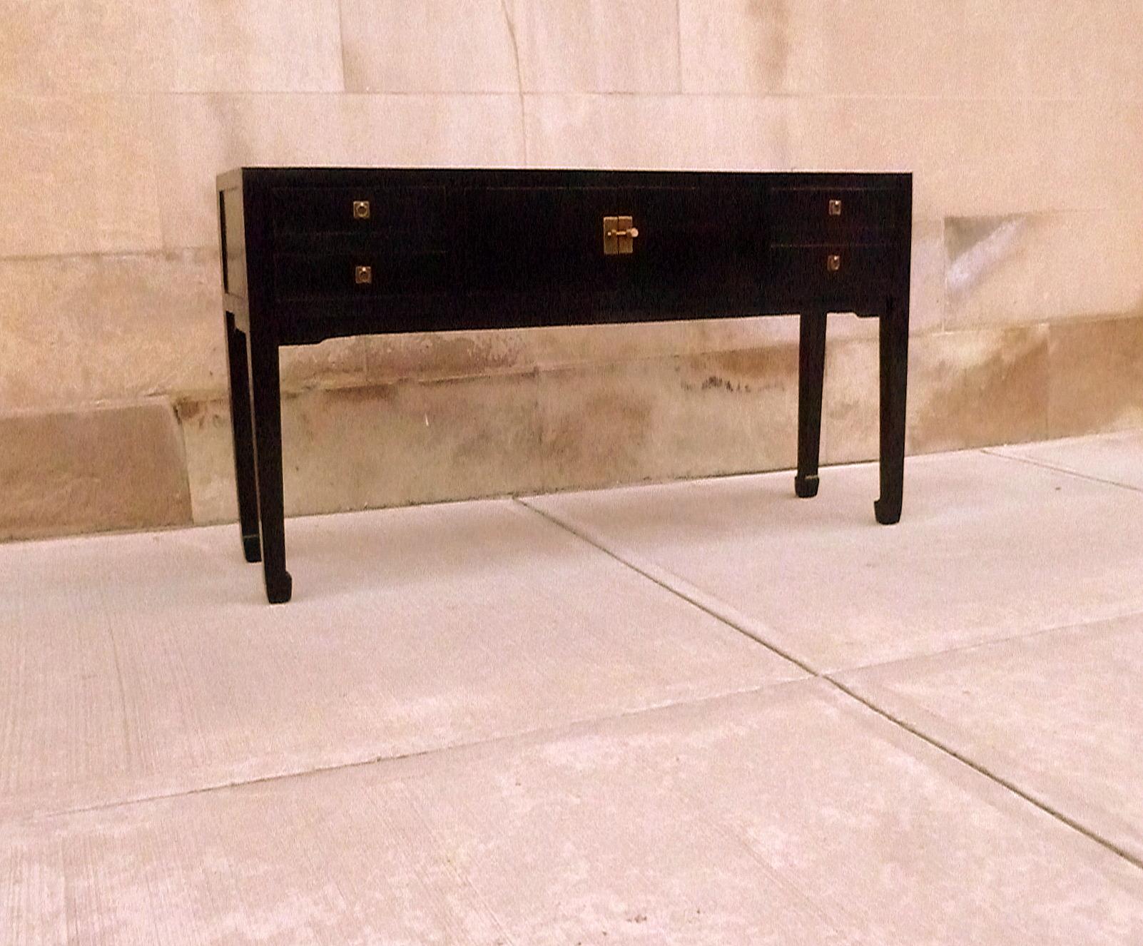 20th Century Fine Black Lacquer Console Table
