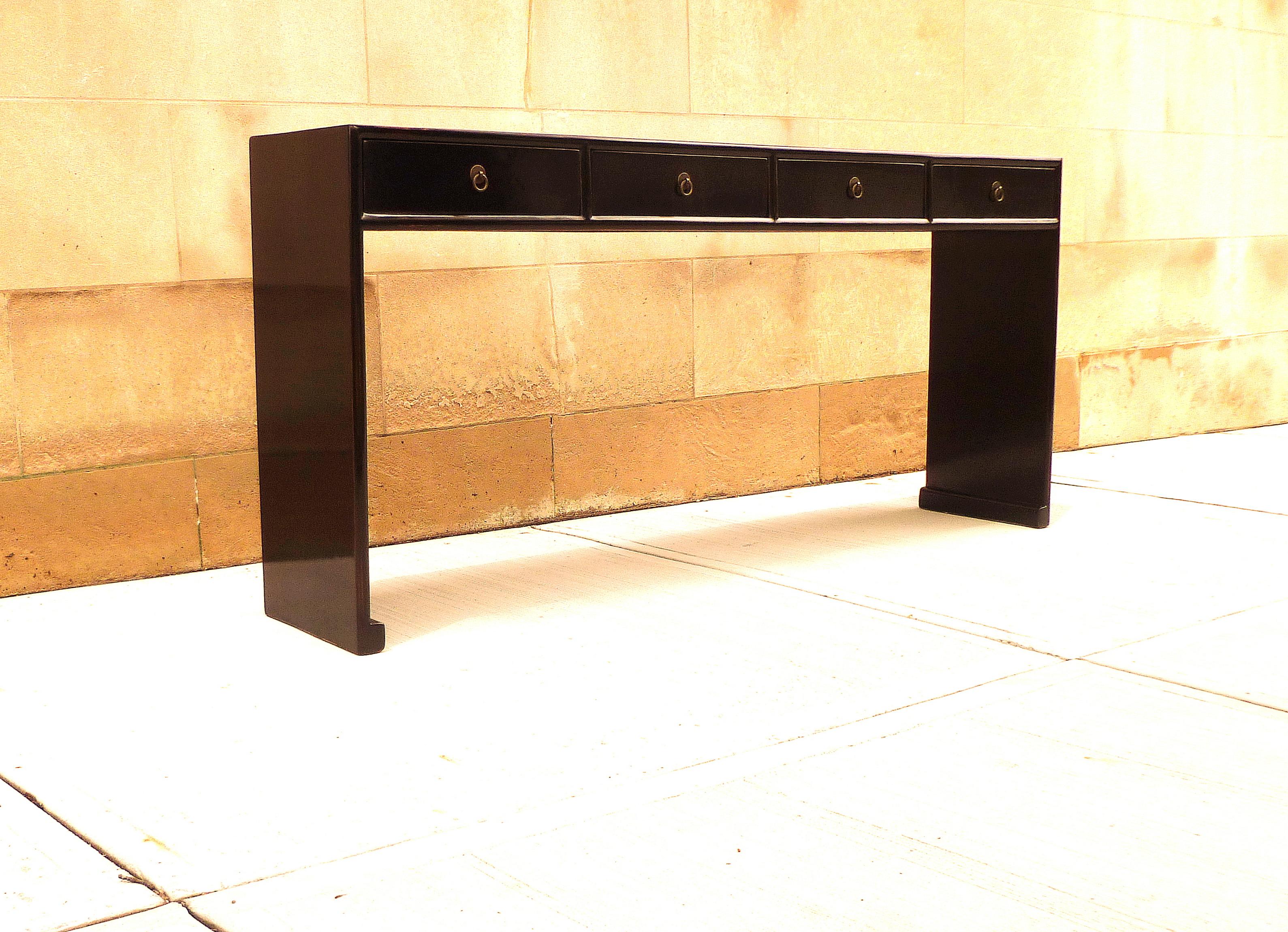 20th Century Fine Black Lacquer Console Table For Sale