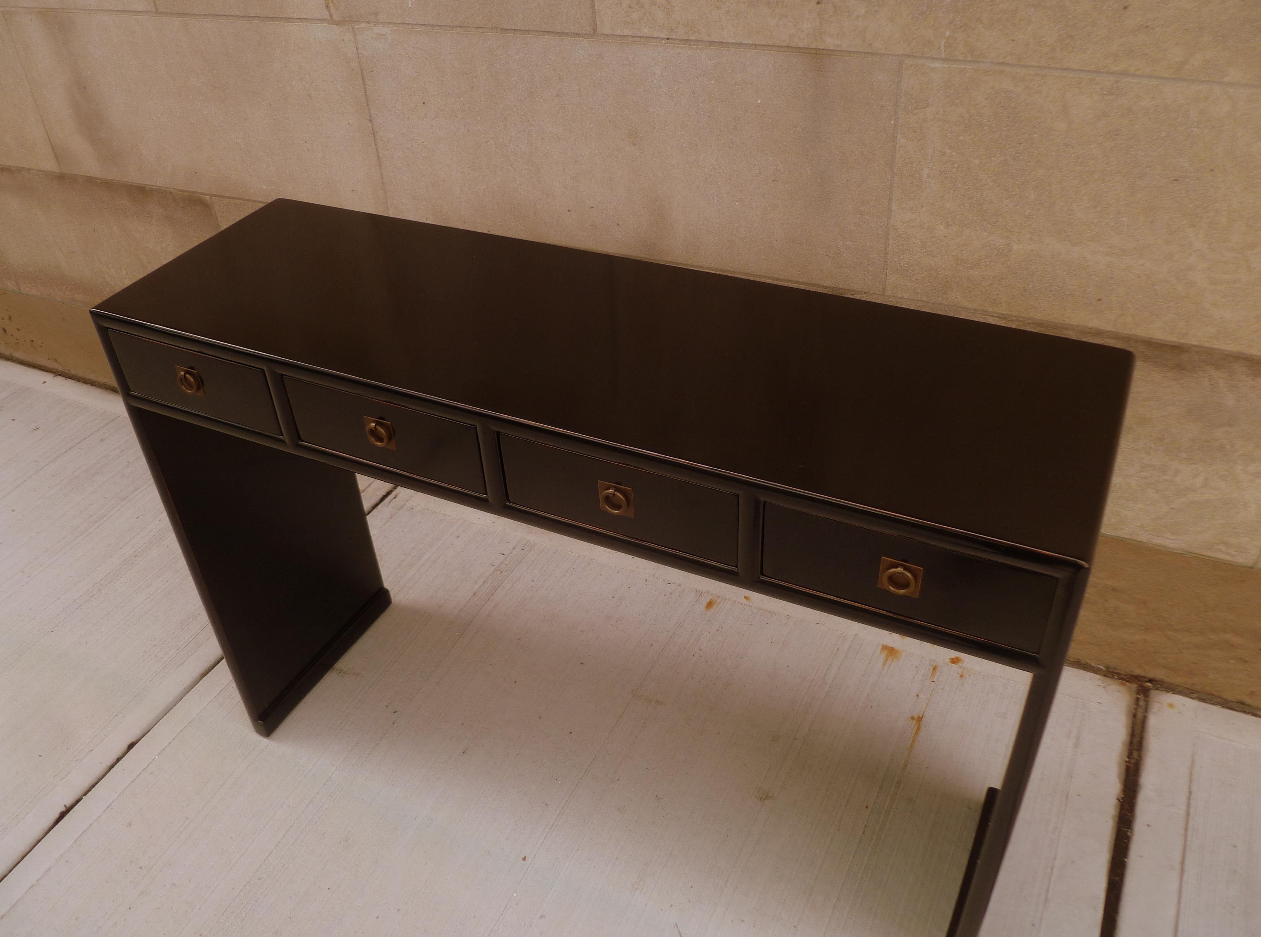 Fine Black Lacquer Console Table For Sale 1