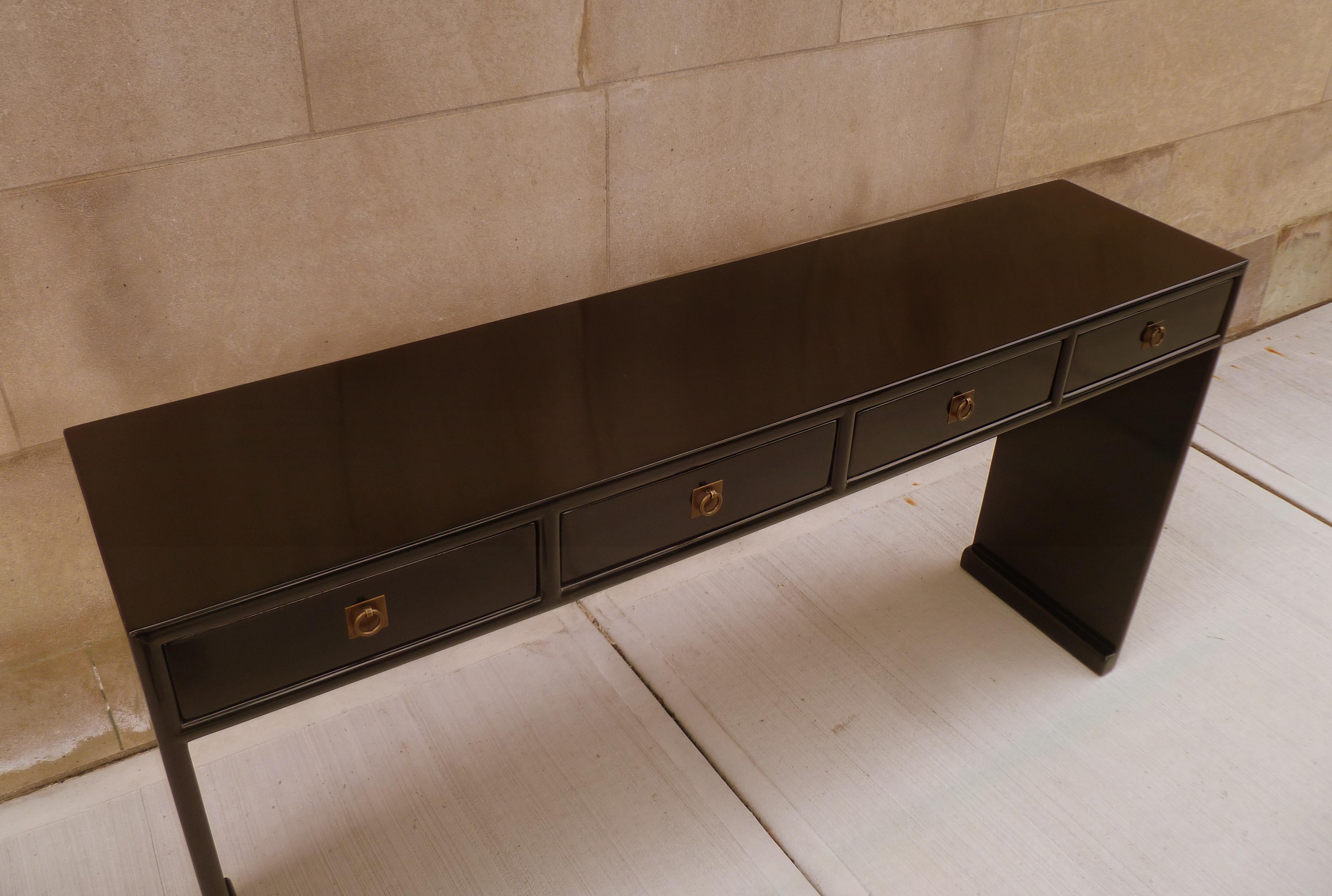 Fine Black Lacquer Console Table For Sale 1