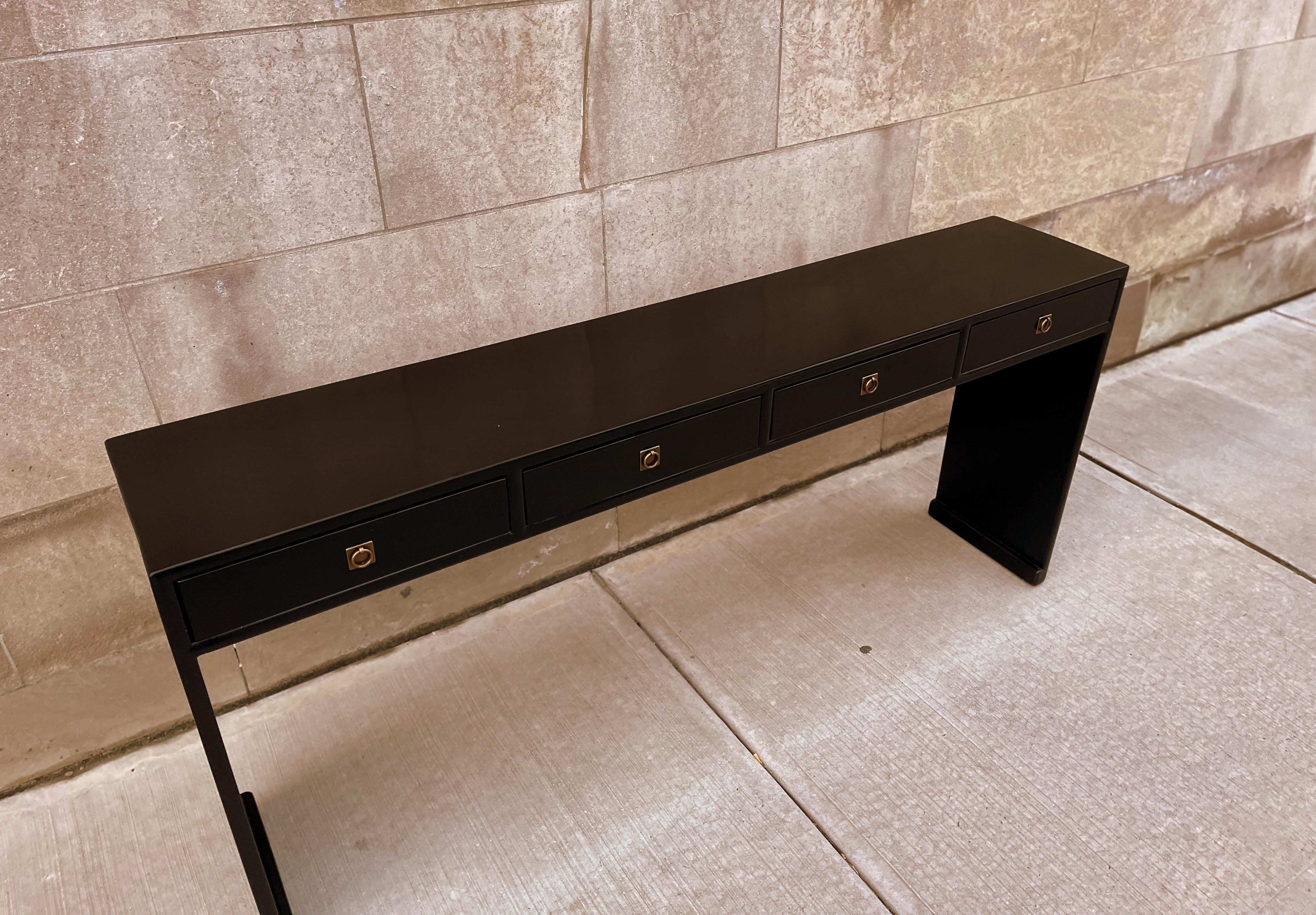 Fine Black Lacquer Console Table For Sale 1