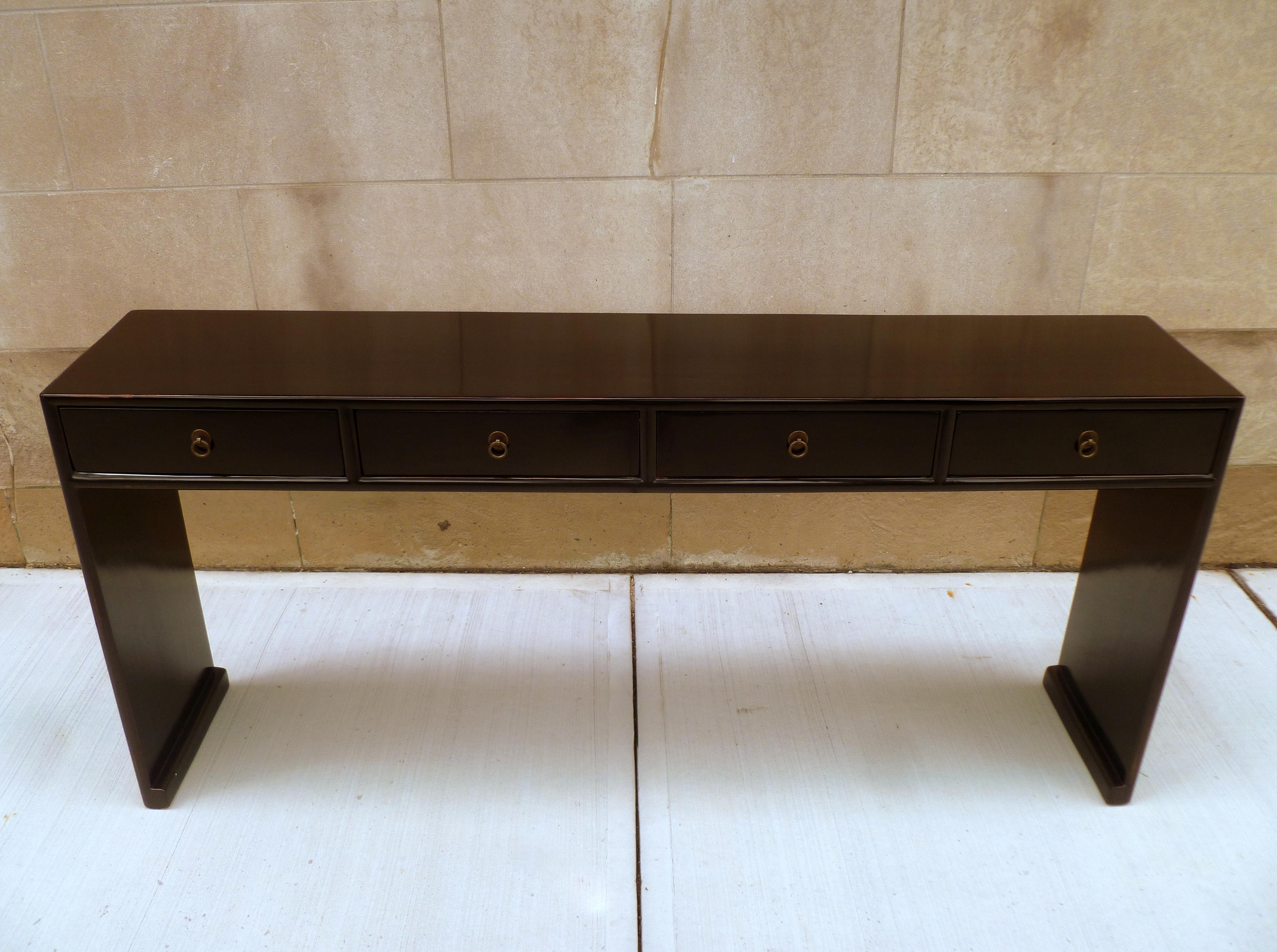 Fine Black Lacquer Console Table For Sale 1