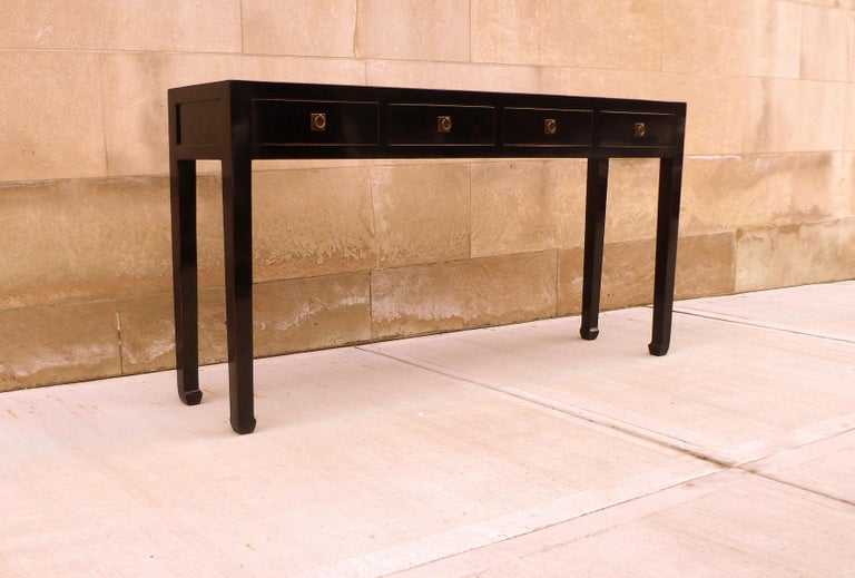 Fine Black Lacquer Console Table For Sale at 1stDibs