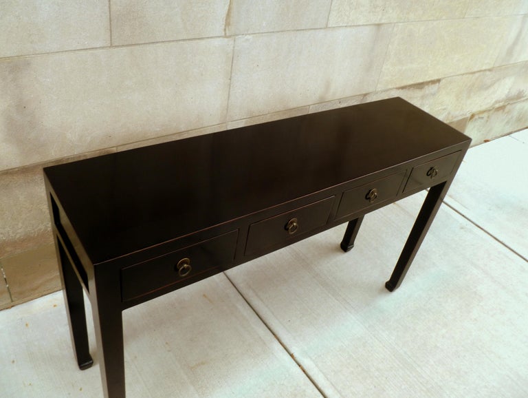 Fine Black Lacquer Console Table For Sale at 1stDibs