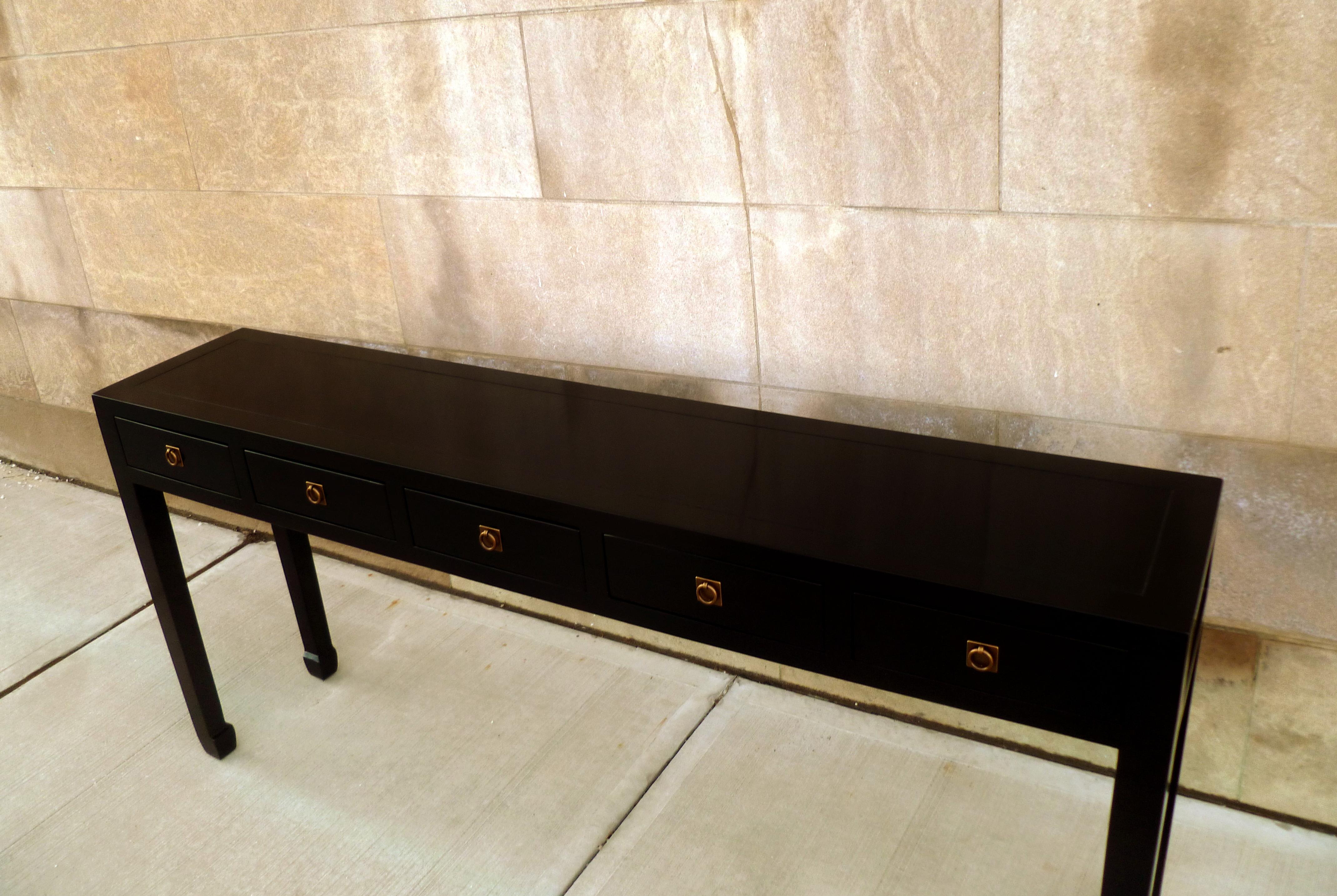 Table console en laque noire en vente 1
