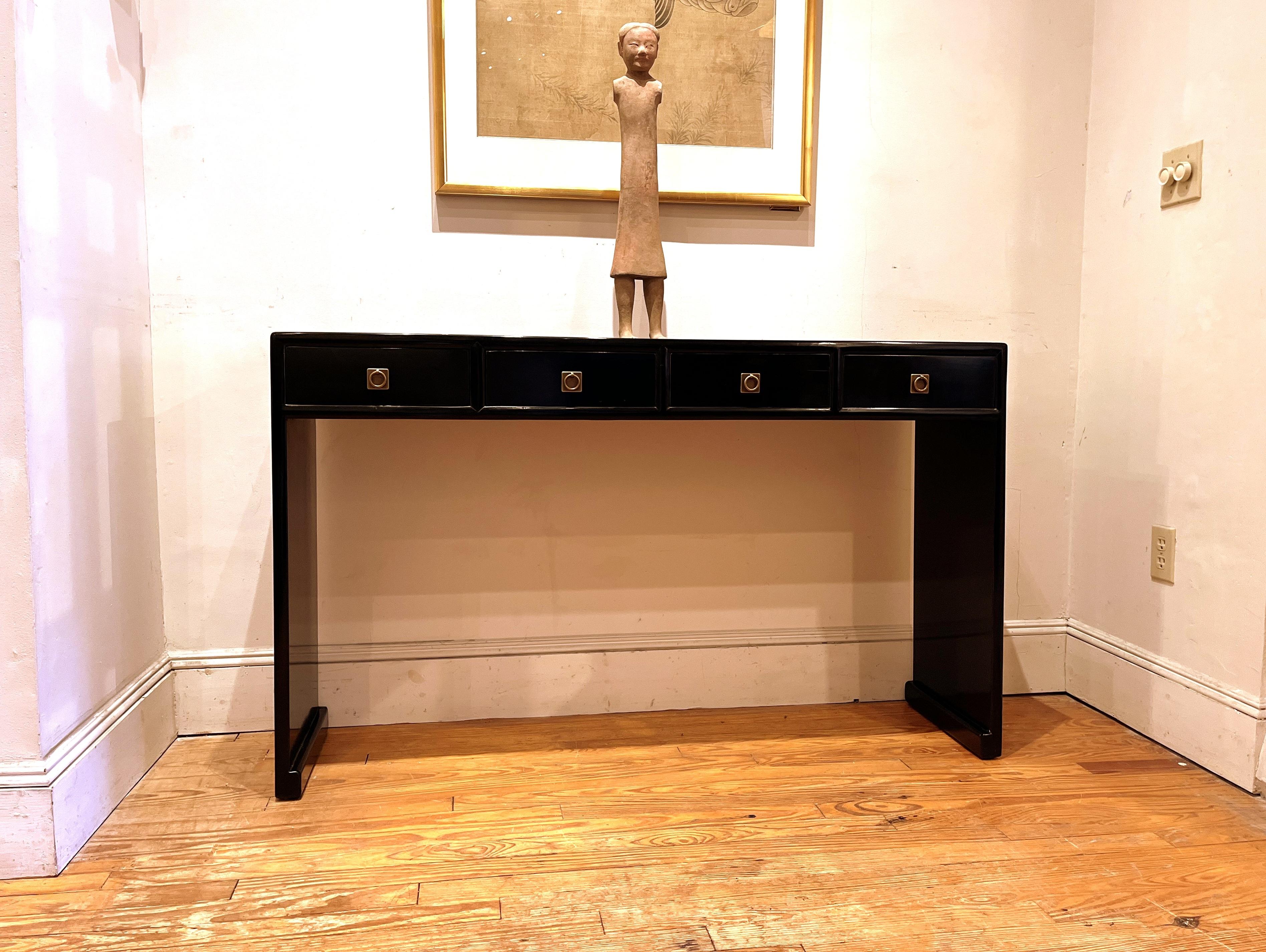 Fine Black Lacquer Console Table For Sale 2