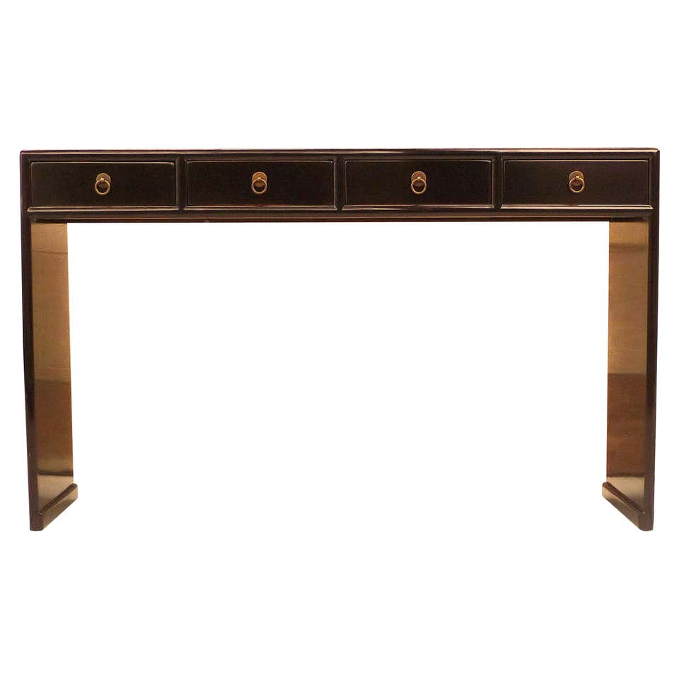 Console Lacquer White Lacquer Geometric Console Table at 1stDibs