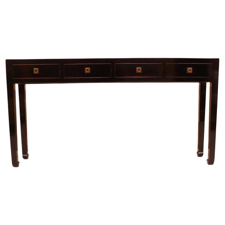 Fine Black Lacquer Console Table For Sale at 1stDibs