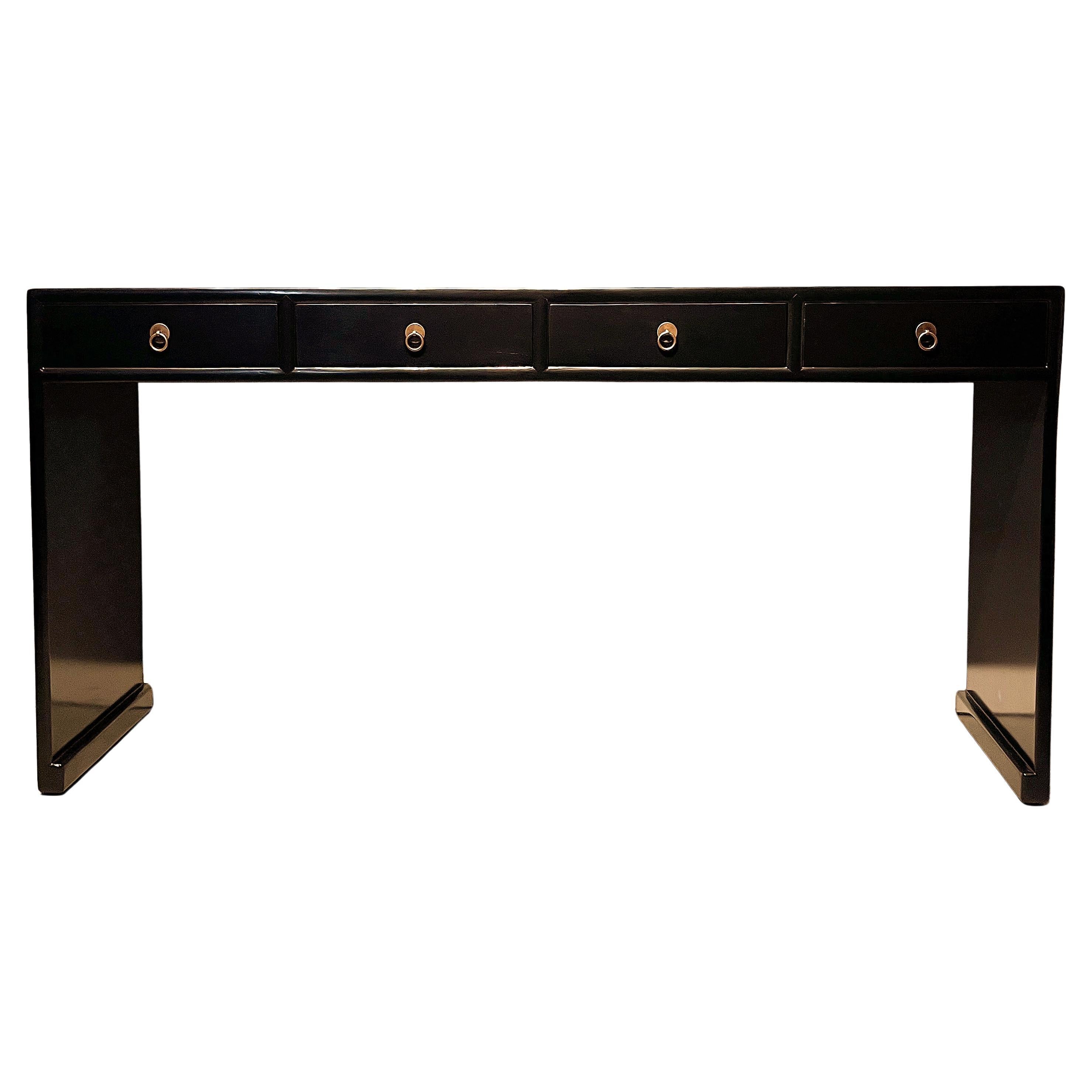 Mesa consola de laca negra fina en venta