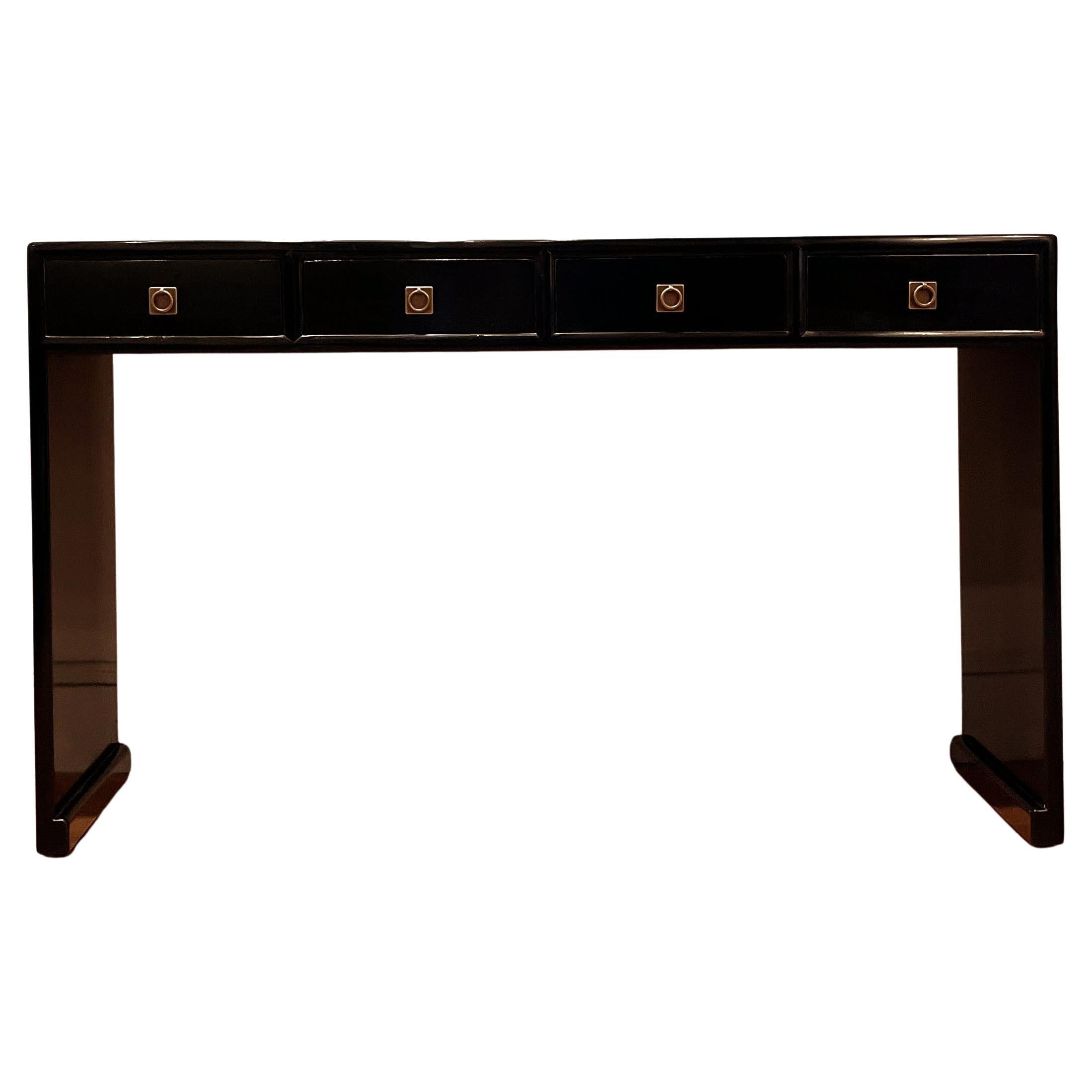 Fine Black Lacquer Console Table For Sale