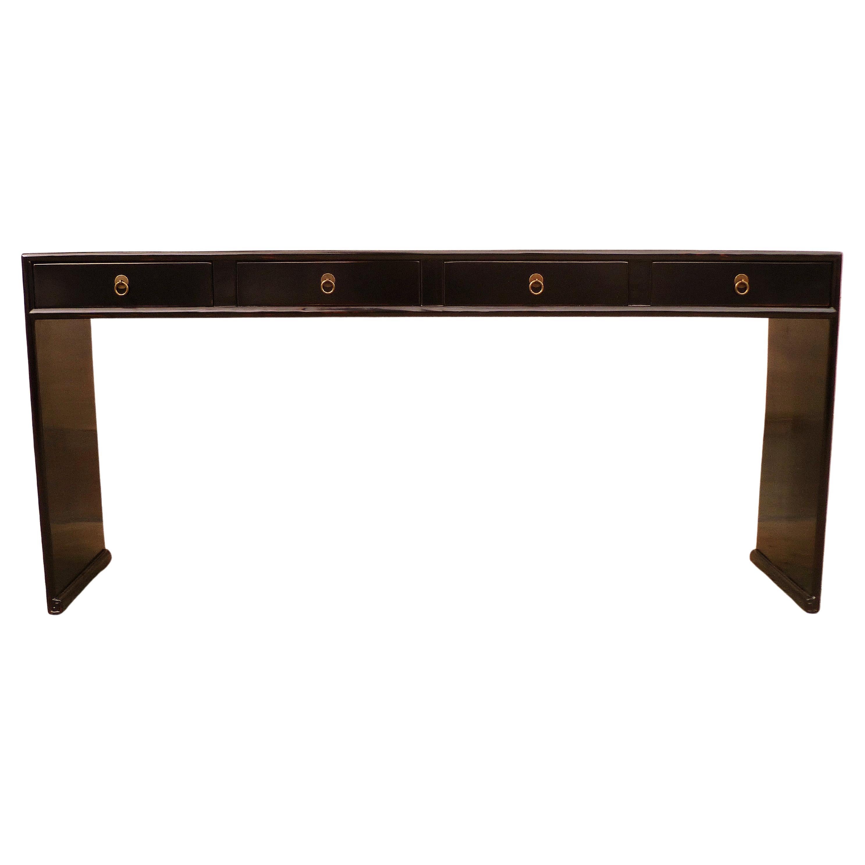 Fine Black Lacquer Console Table For Sale
