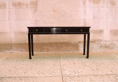 Fine Black Lacquer Console Table with Drawers