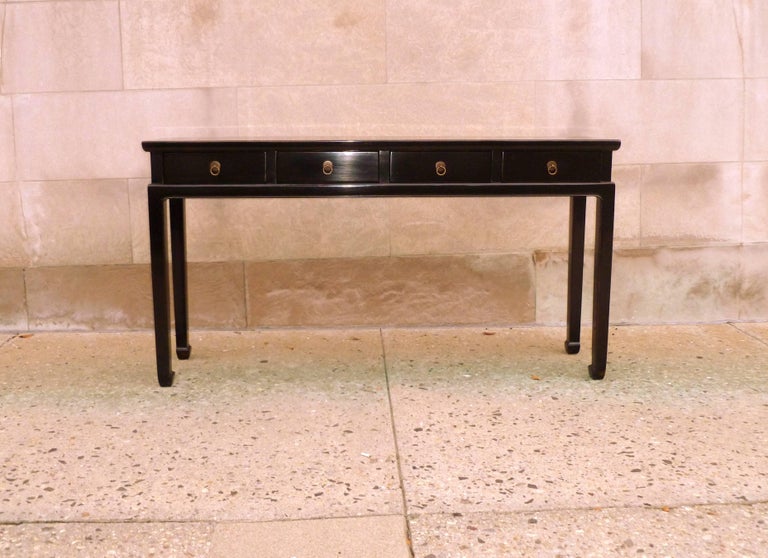Fine Black Lacquer Console Table with Drawers at 1stDibs