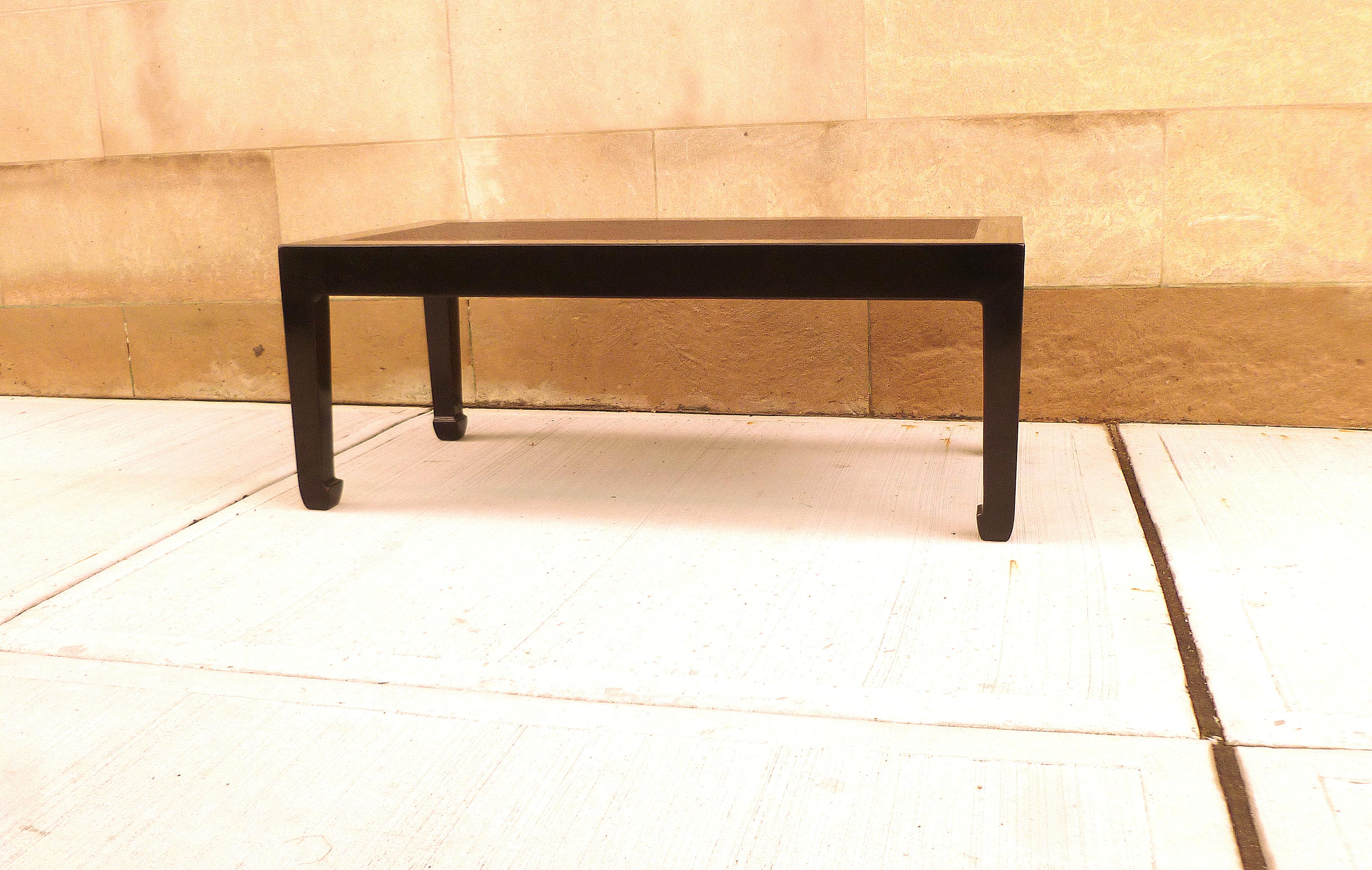 Polished Fine Black Lacquer Low Table with Canned Top
