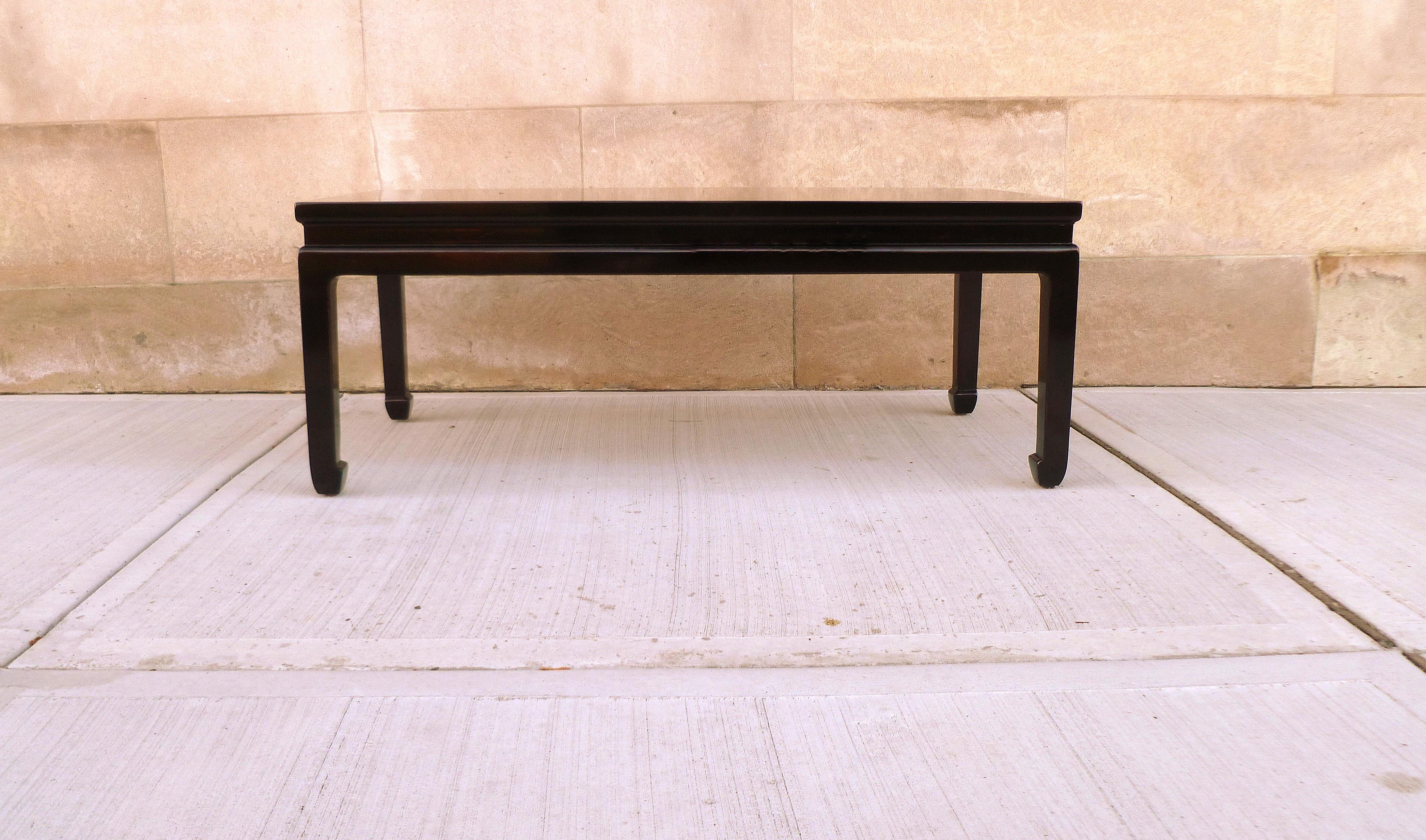 Polished Fine Black Lacquer Low Table with Gilt Motif For Sale