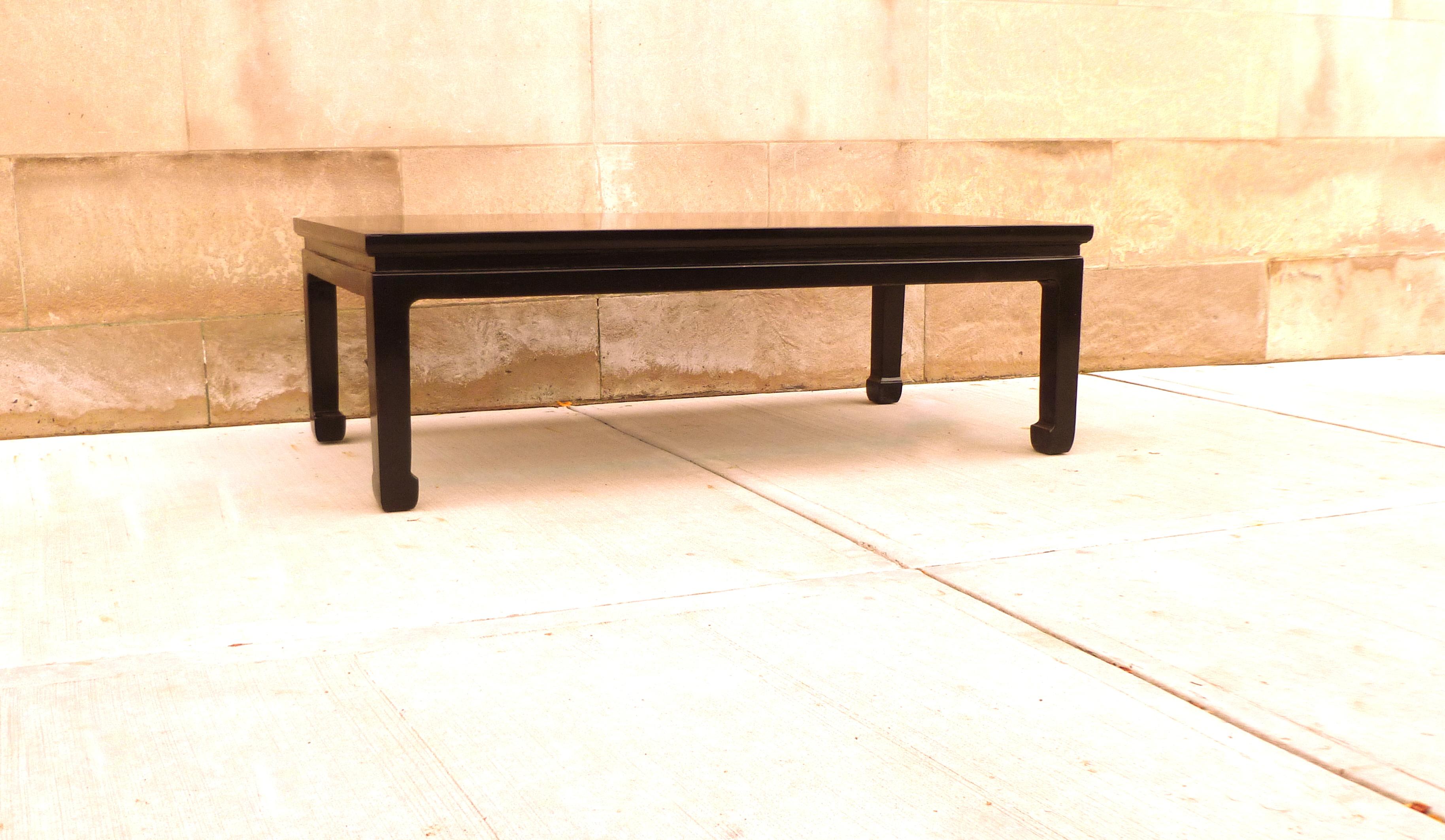 20th Century Fine Black Lacquer Low Table with Gilt Motif Top For Sale