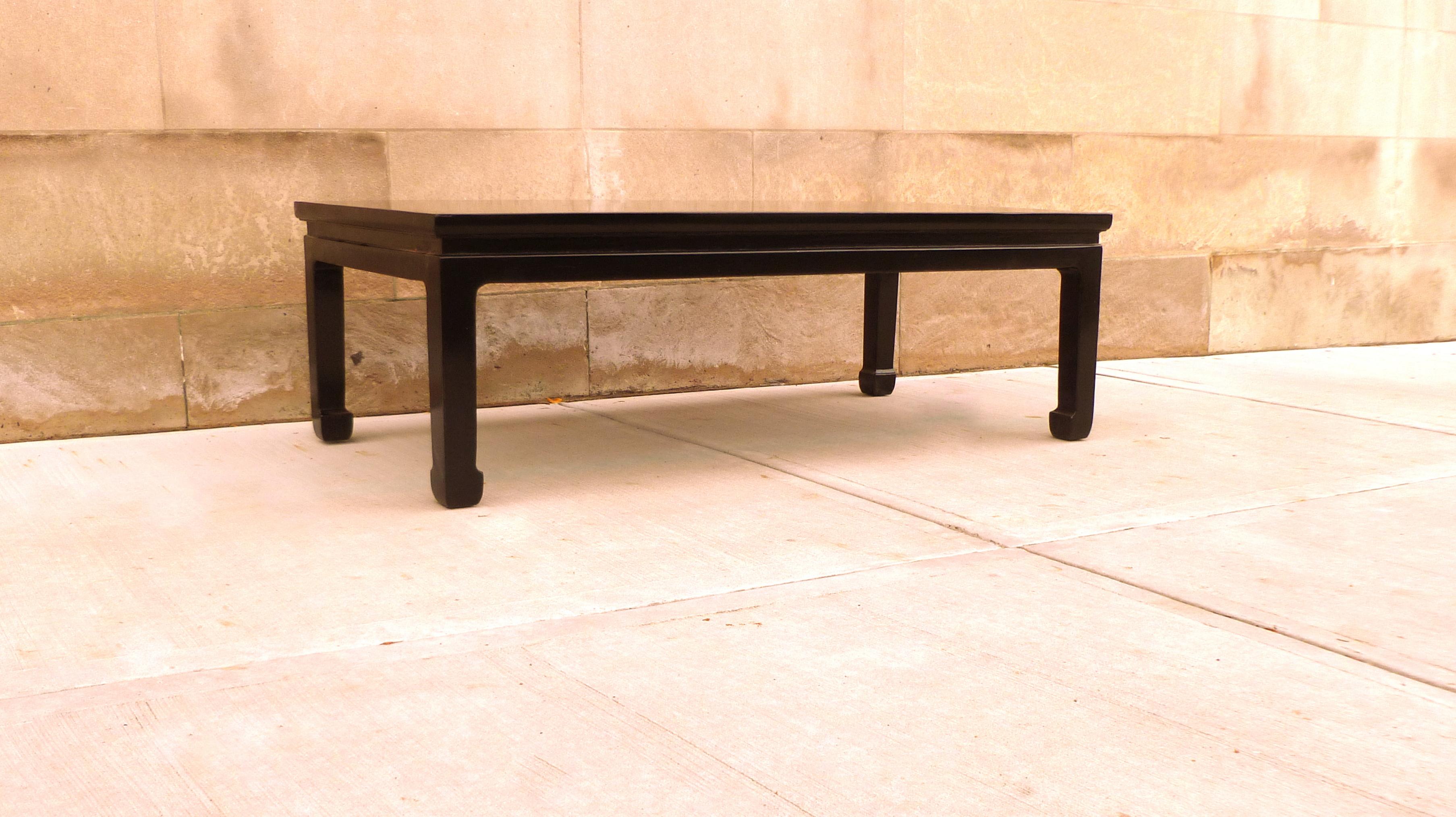 Fine Black Lacquer Low Table with Gilt Motif Top For Sale 1