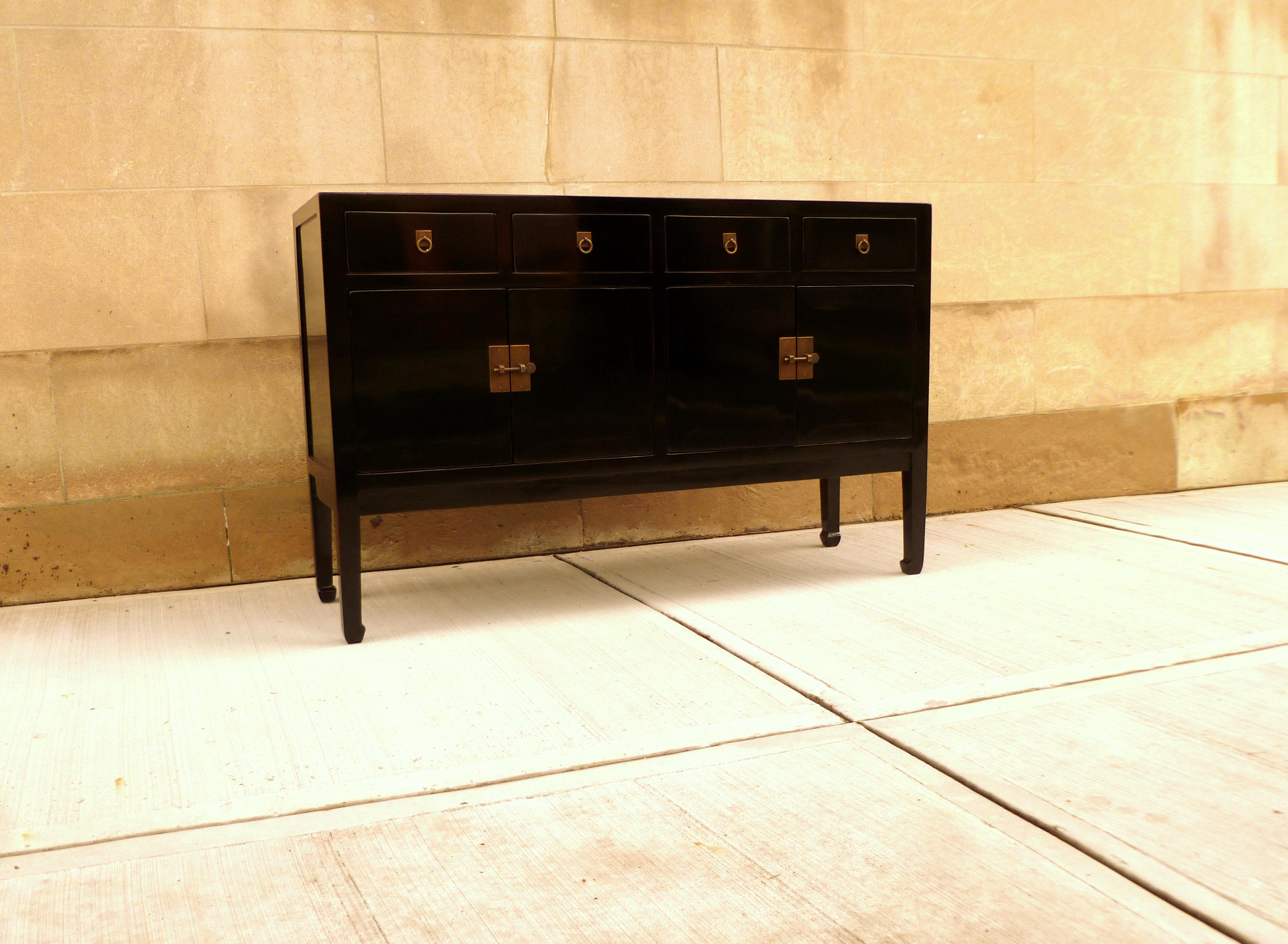 Polished Fine Black Lacquer Sideboard/Console Table