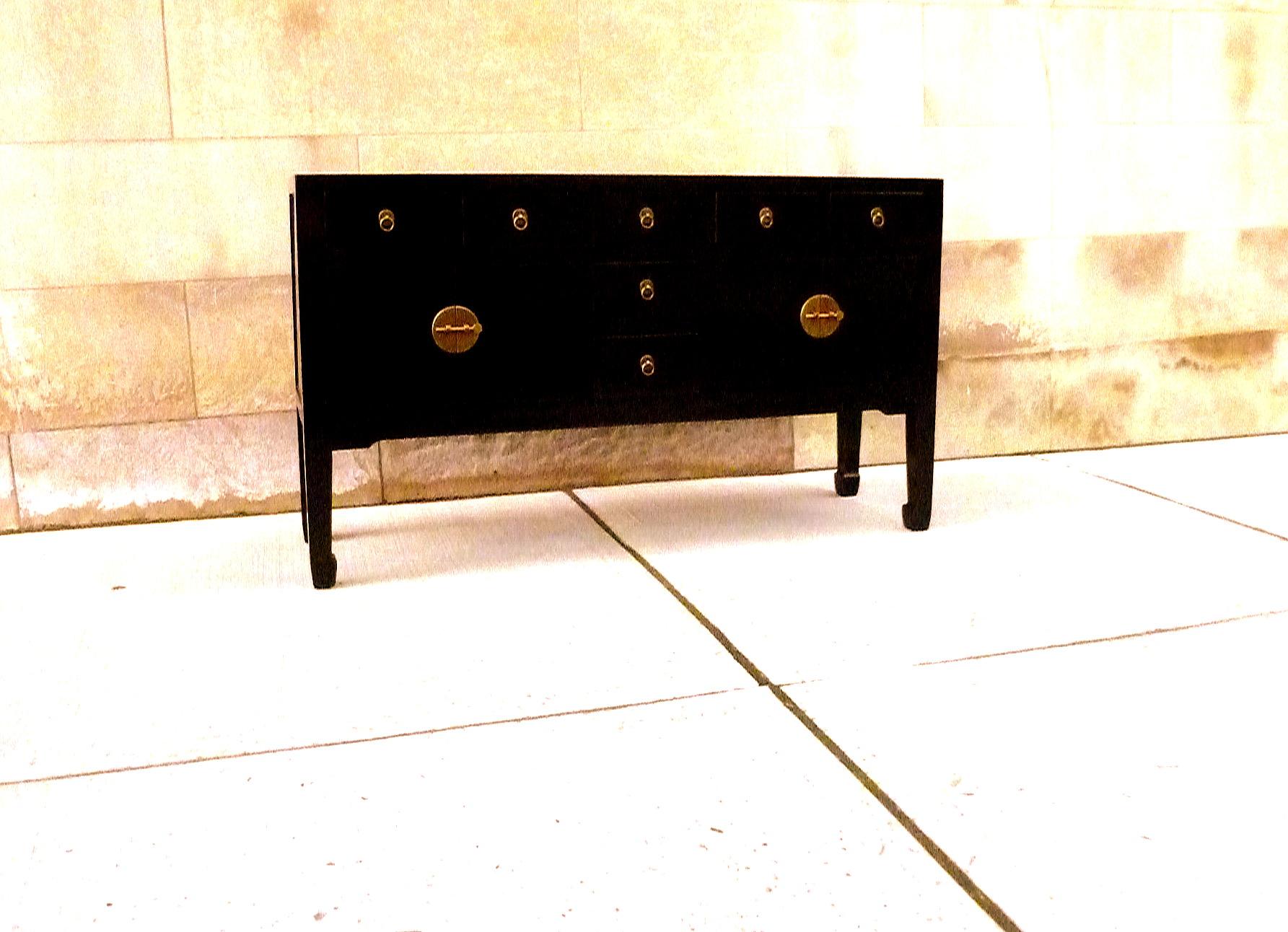 Fine Black Lacquer Sideboard In Excellent Condition In Greenwich, CT